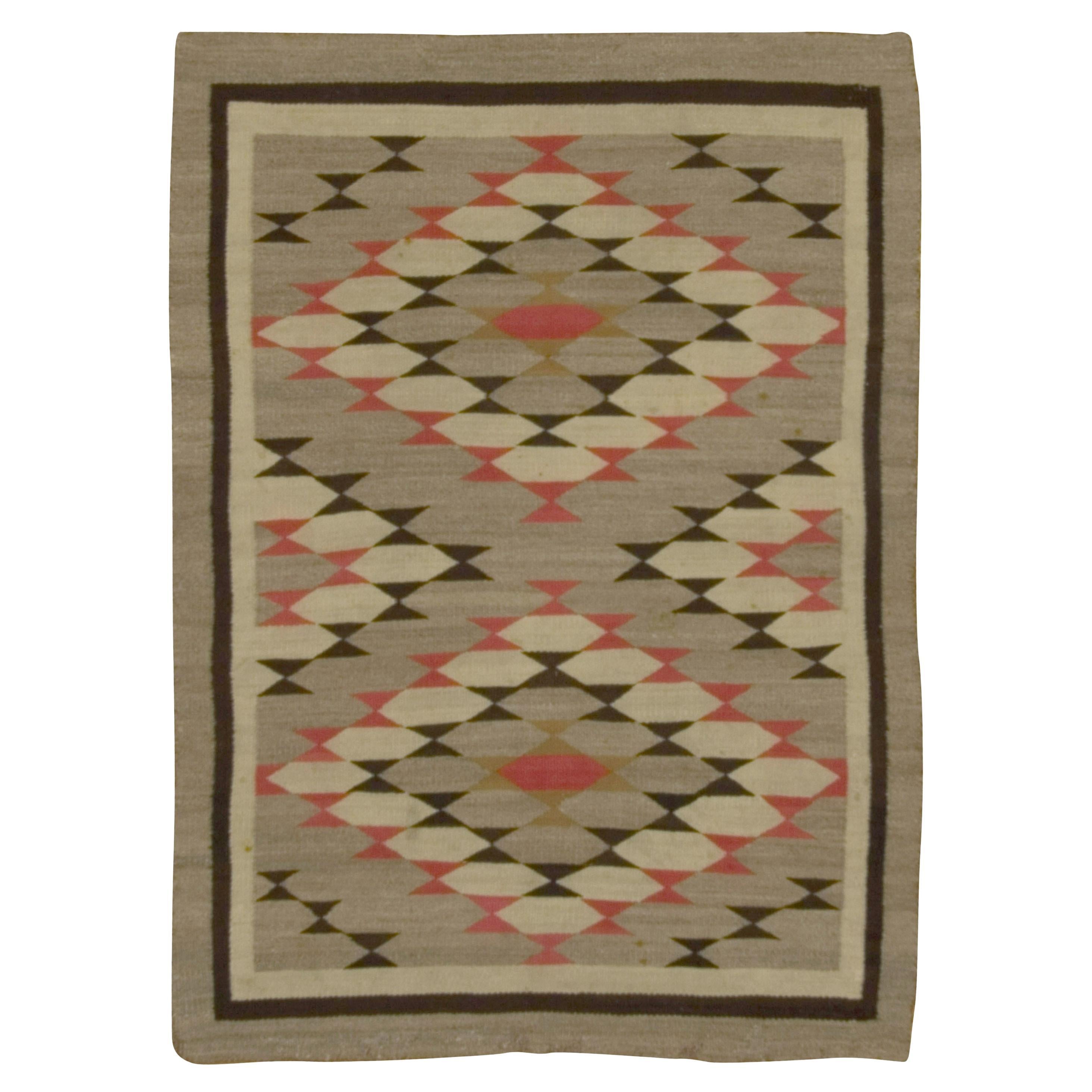 Vintage CIRCA 1940 Grauer Navajo Teppich Kilim
