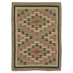 Vintage Circa 1940 Gray Navajo Rug Kilim