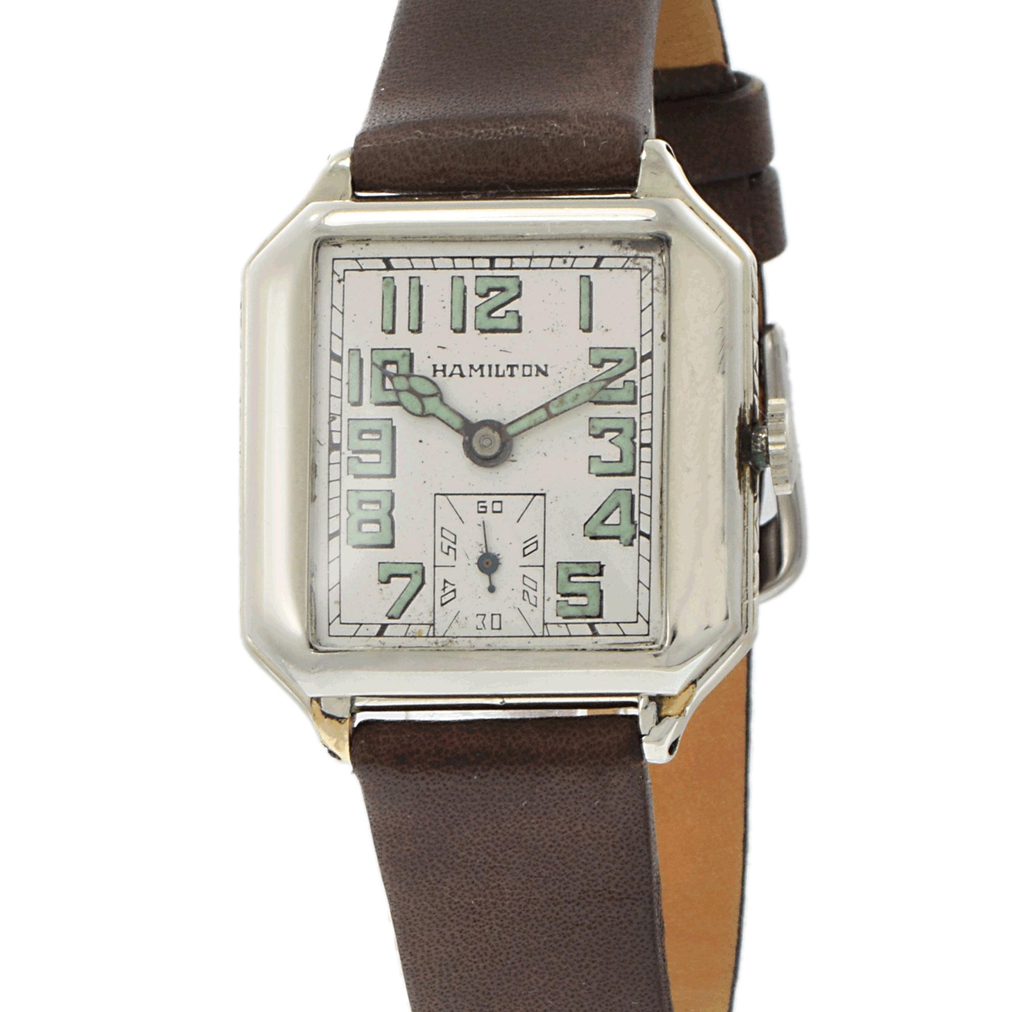 Vintage Circa 1940 Hamilton 14K White Gold Filled Manual Wind Watch im Zustand „Hervorragend“ im Angebot in New York, NY