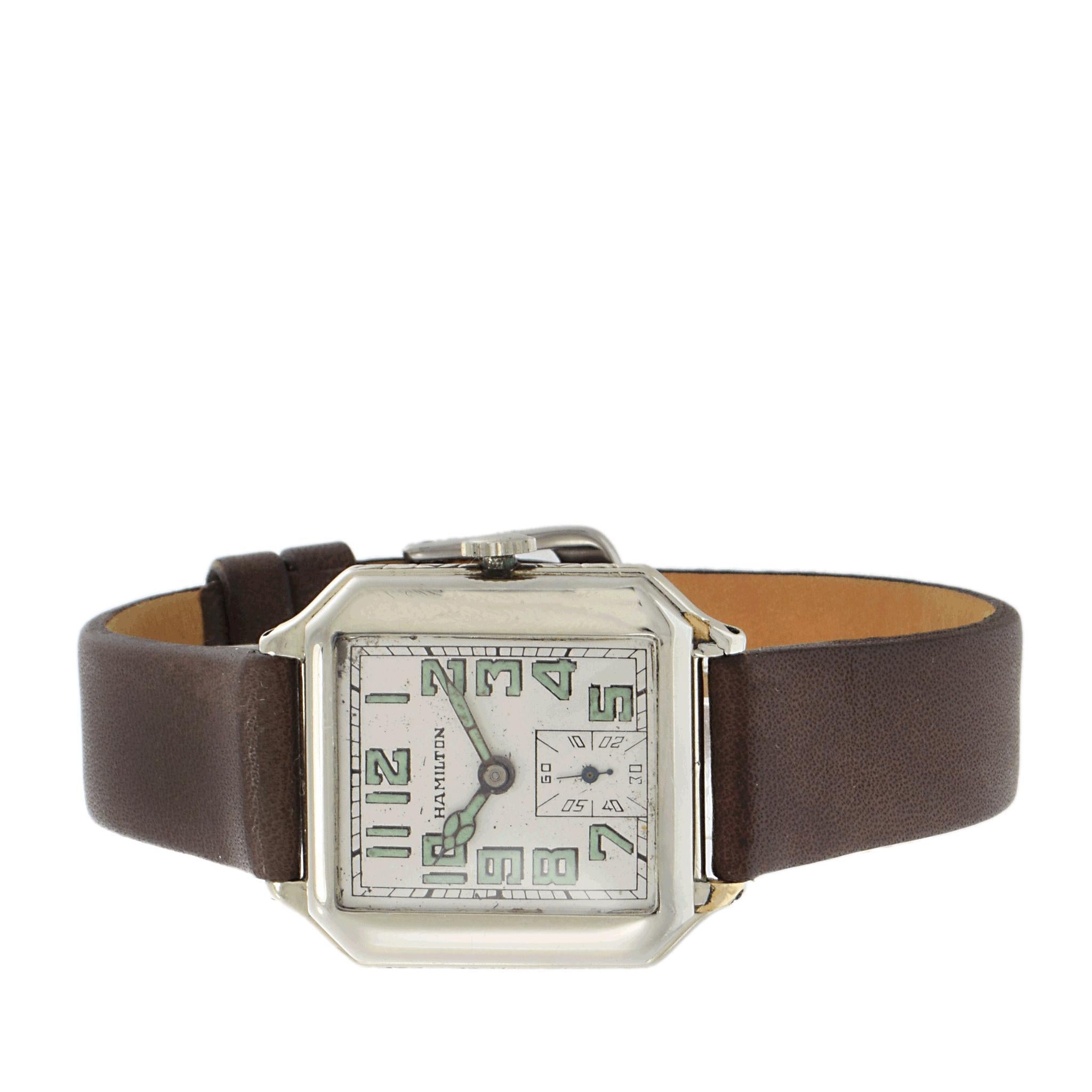 Vintage Circa 1940 Hamilton 14K White Gold Filled Manual Wind Watch für Damen oder Herren im Angebot