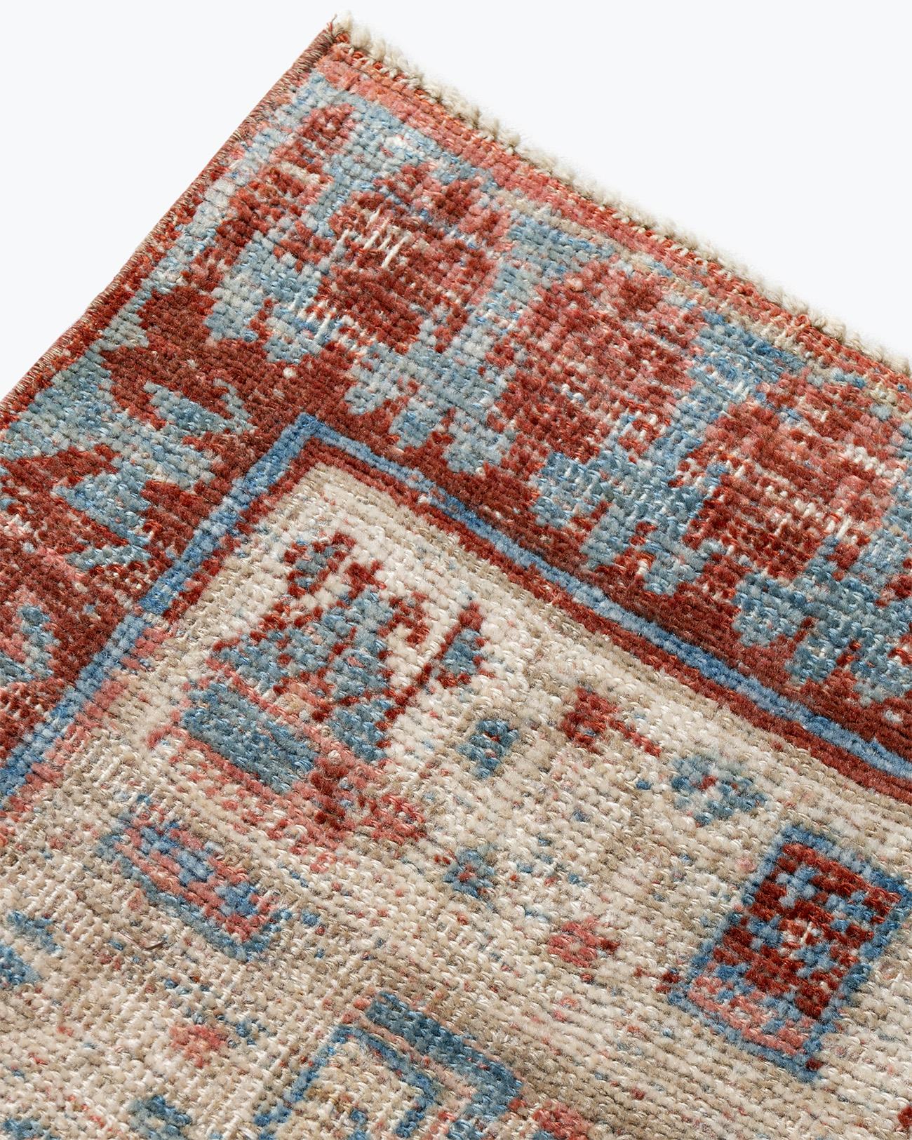 Vintage Circa 1940 Hand Knotted Persian Heriz Runner Brick Ivory 3' x 14'7 For Sale 7
