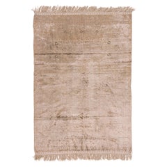 Vintage Circa 1940 Hand Woven Turkish Kayseri Silk Rug, Taupe, 3'11 x 5'7