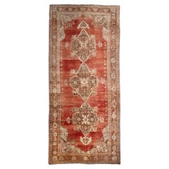 Runner in lana annodato a mano in Oushak color mattone chiaro, 4'11 X 12'7, vintage, circa 1940