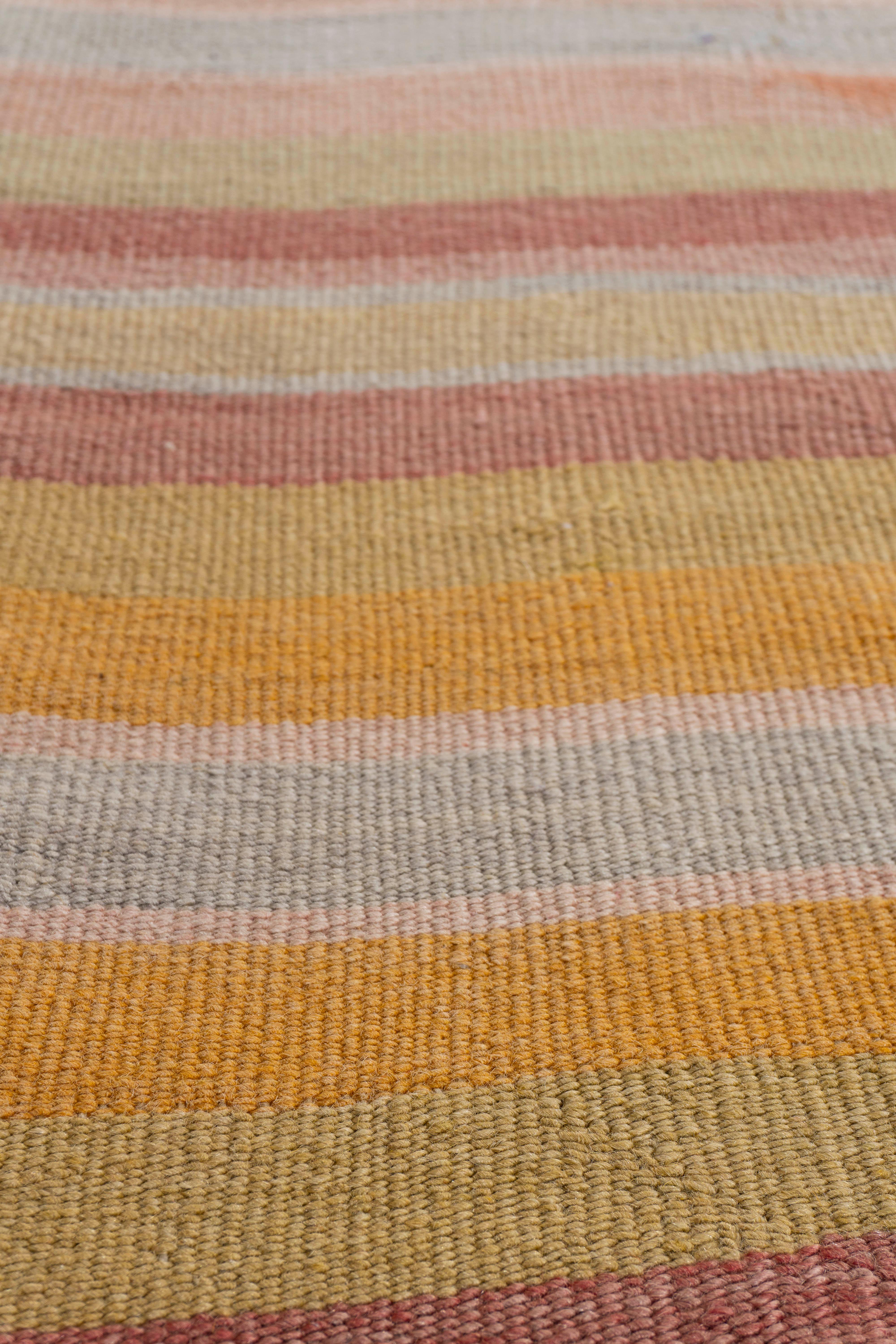 Vintage By, circa 1940, Rug & Kilim turco arancione a tessitura piatta in vendita 3