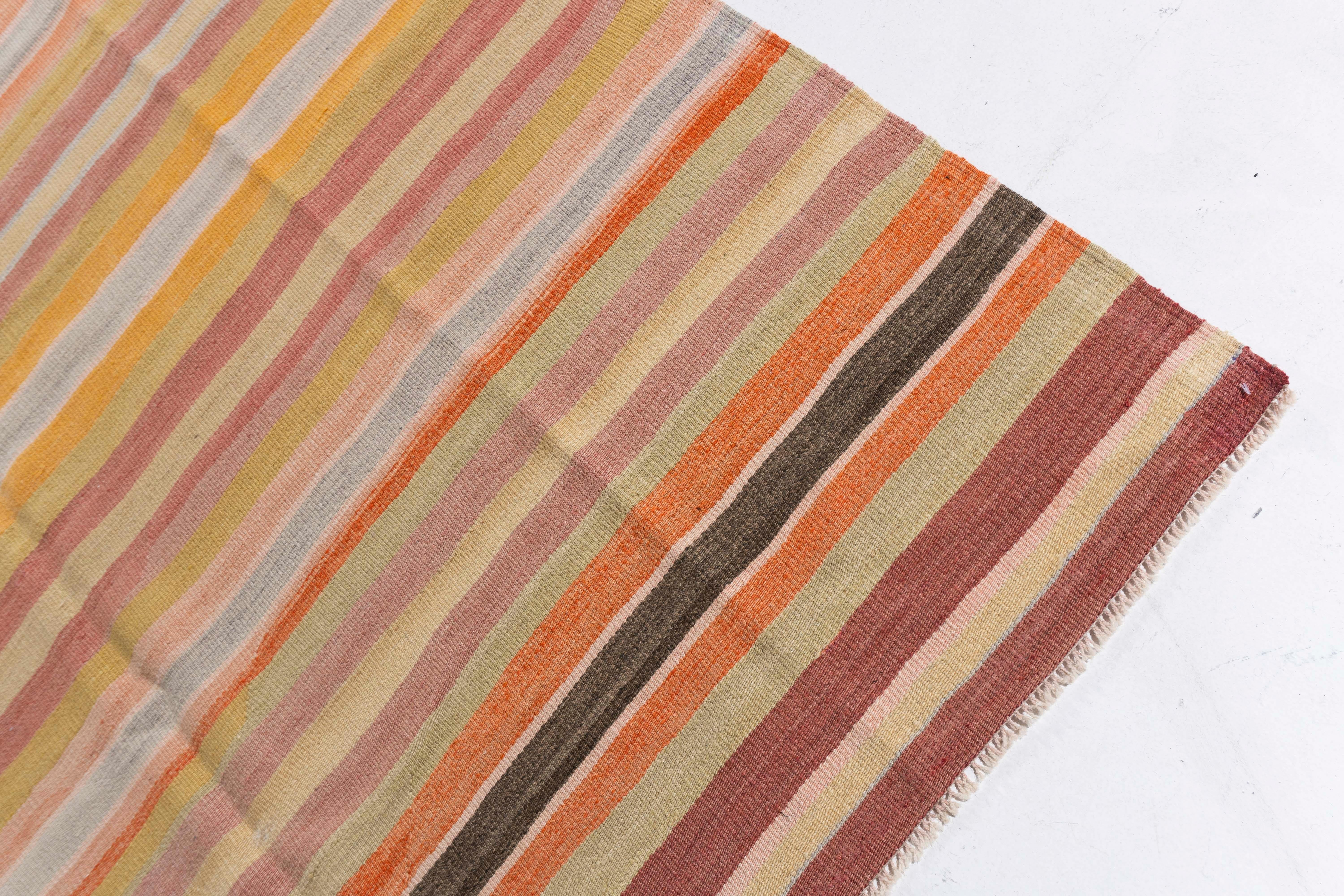 Vintage By, circa 1940, Rug & Kilim turco arancione a tessitura piatta in vendita 4