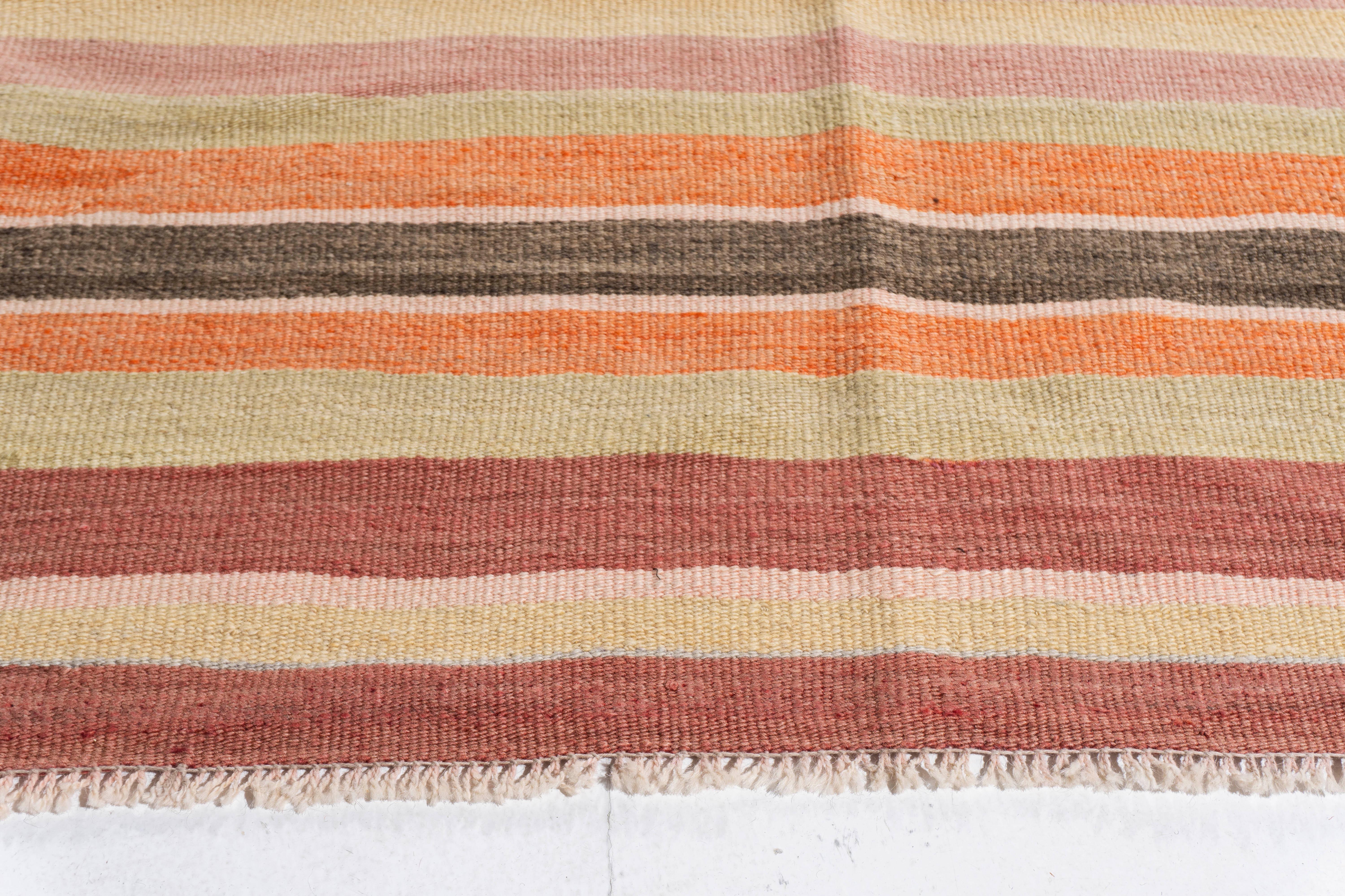Vintage By, circa 1940, Rug & Kilim turco arancione a tessitura piatta in vendita 5