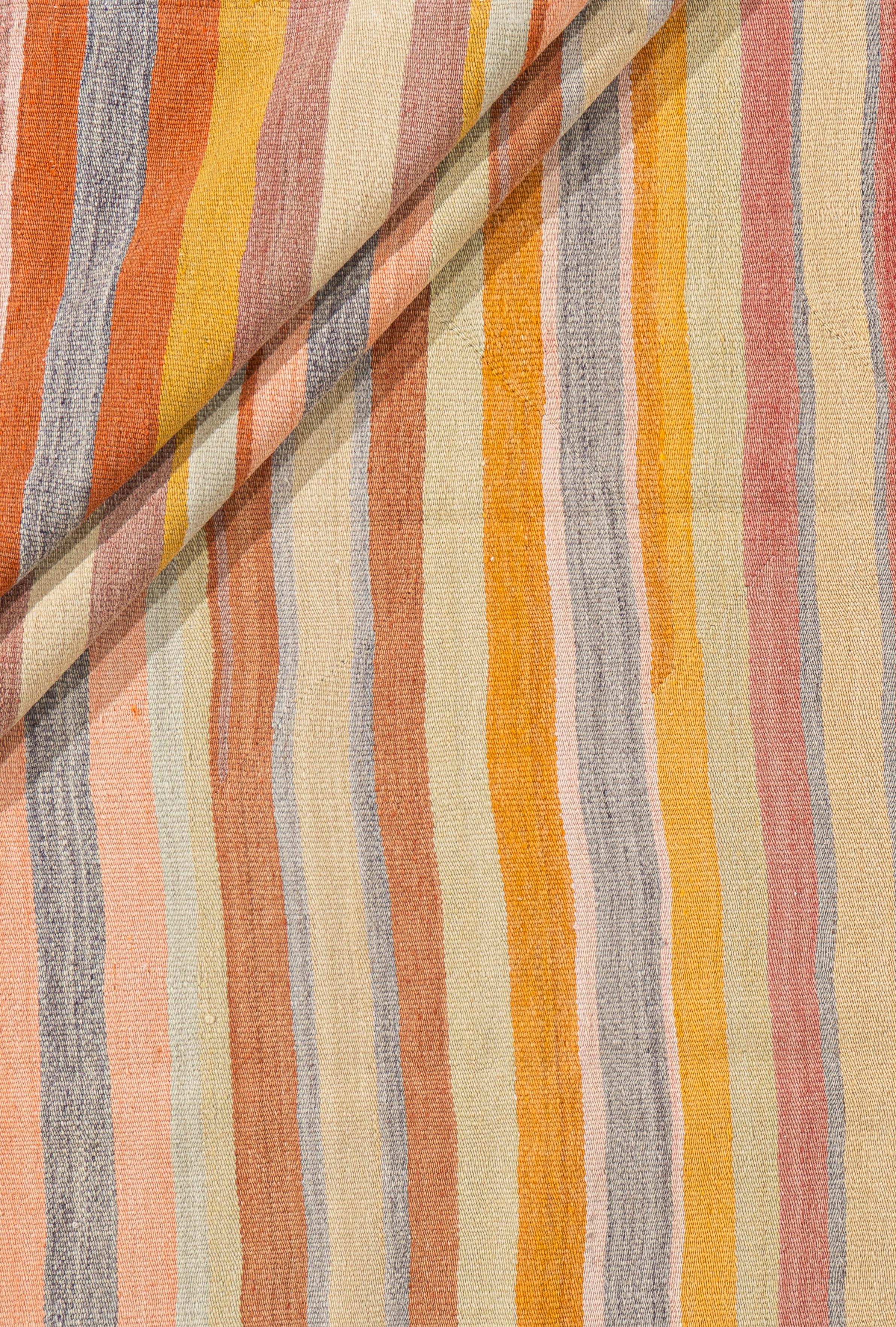 Vintage By, circa 1940, Rug & Kilim turco arancione a tessitura piatta in vendita 2