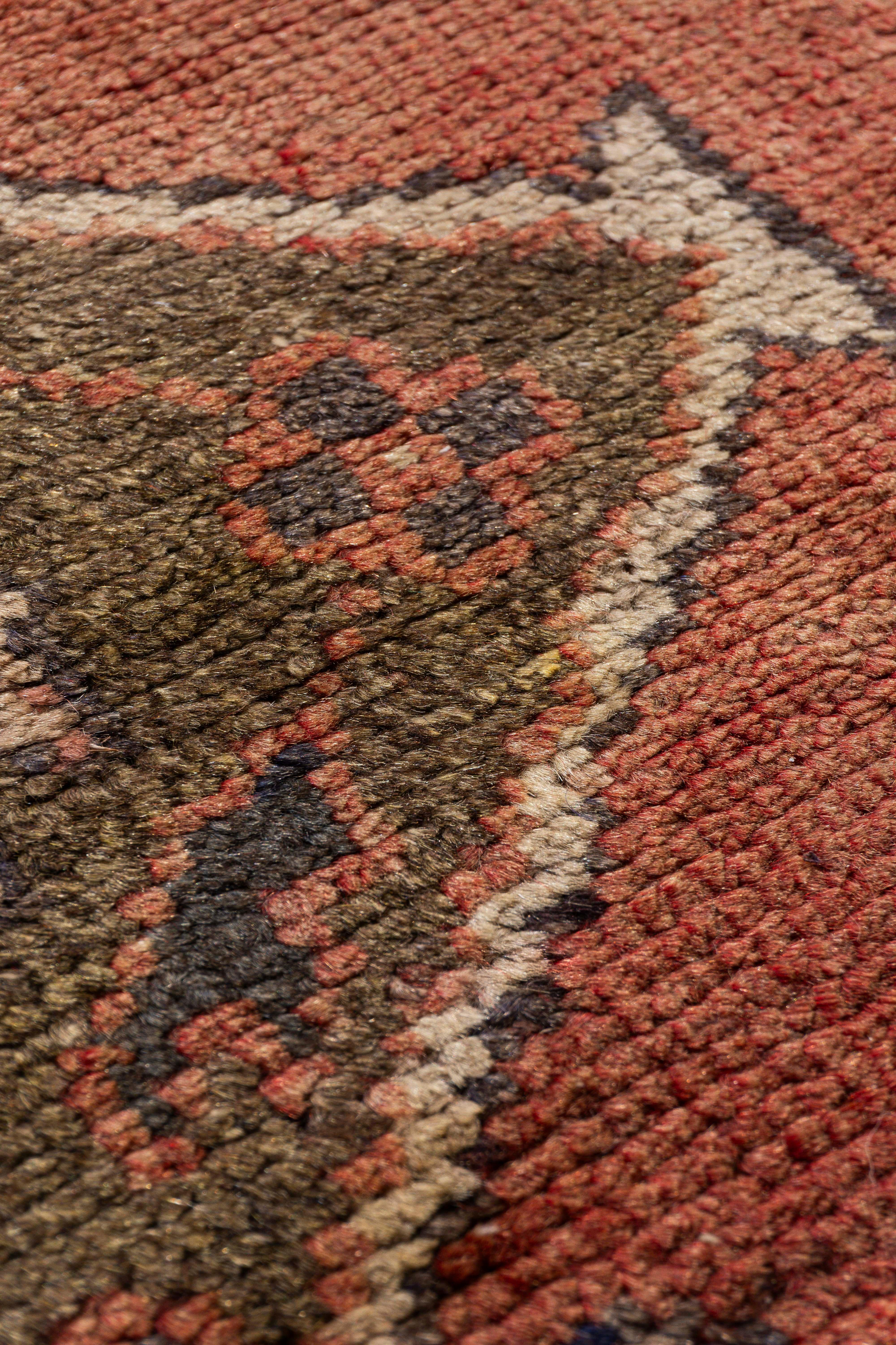 Vintage Circa 1940 Orange Oushak Kelleh Hand Knotted Wool Runner 5'6 X 12'2 For Sale 6