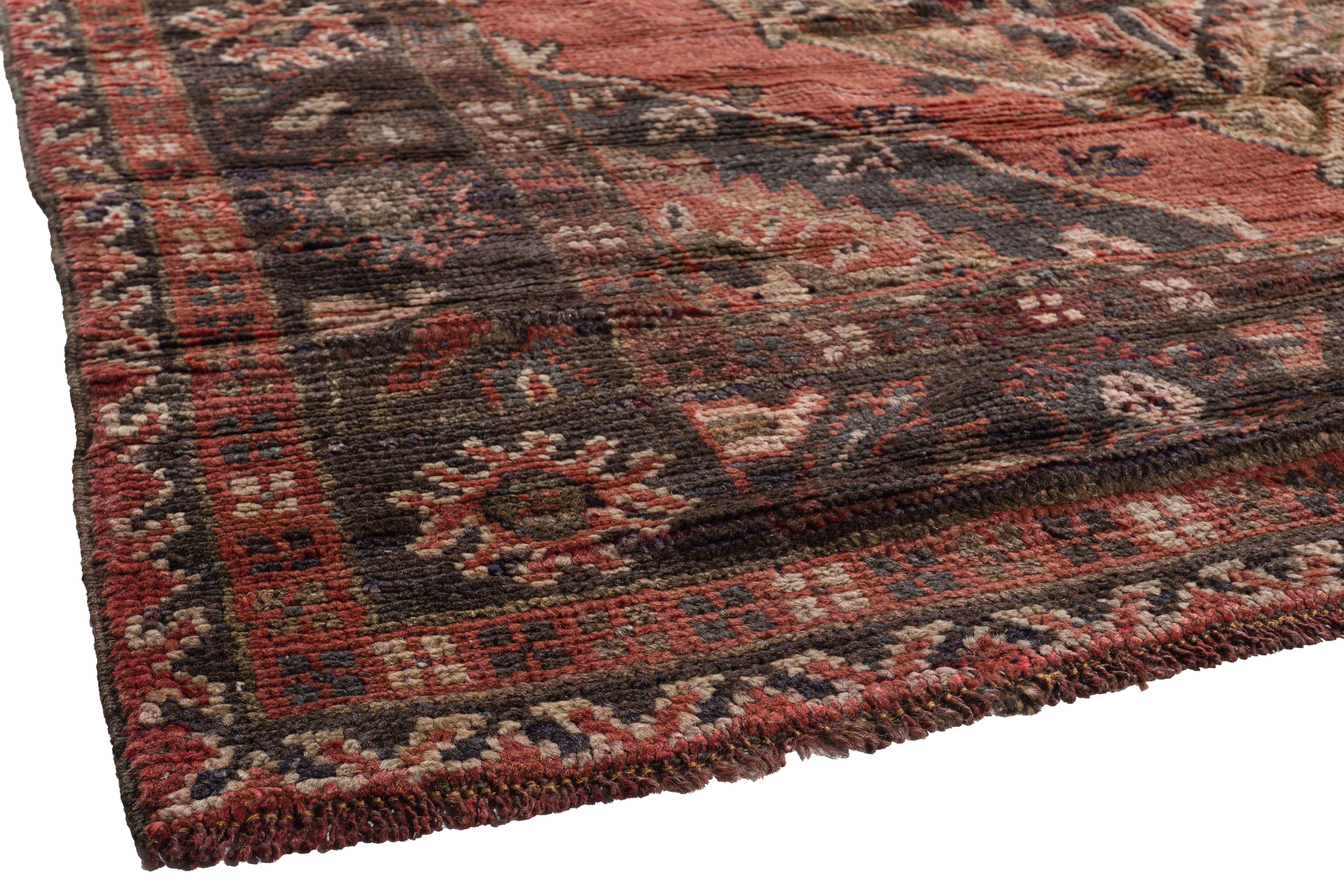 Vintage Circa 1940 Orange Oushak Kelleh Hand Knotted Wool Runner 5'6 X 12'2 For Sale 9