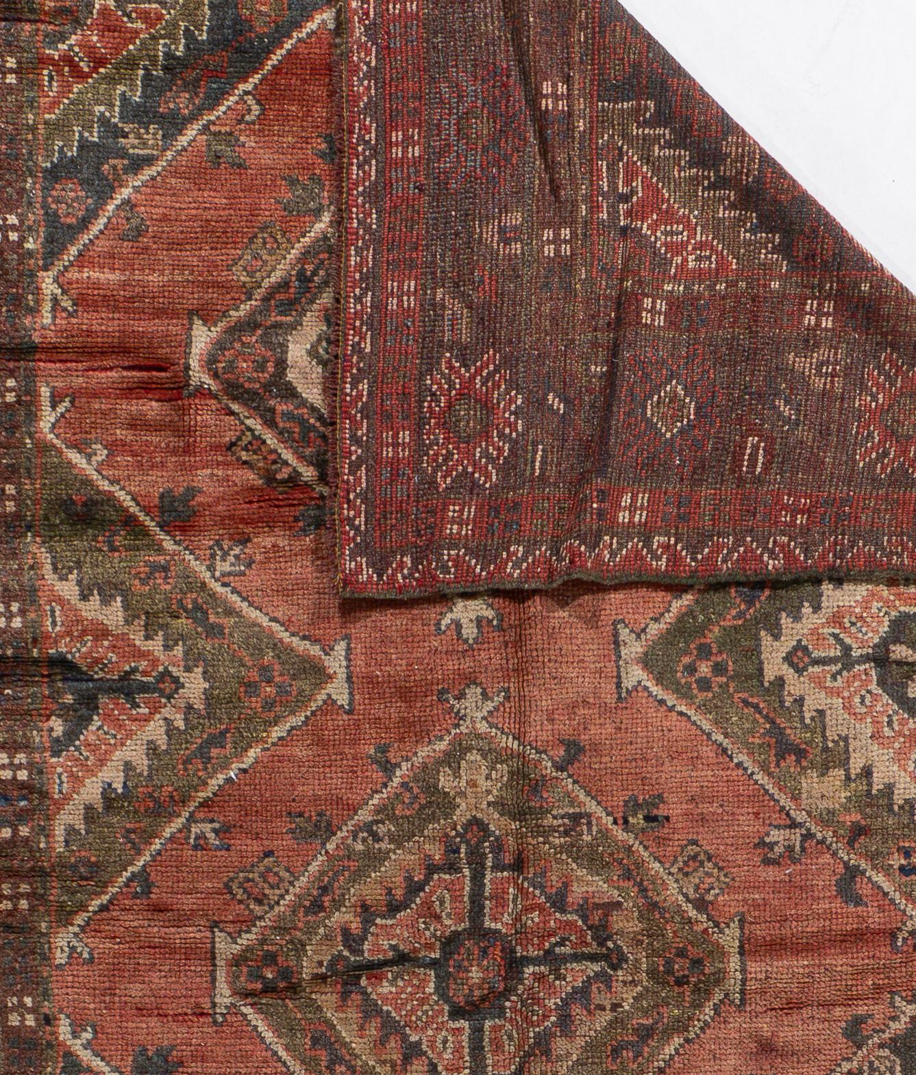 Vintage Circa 1940 Orange Oushak Kelleh Hand Knotted Wool Runner 5'6 X 12'2 For Sale 10