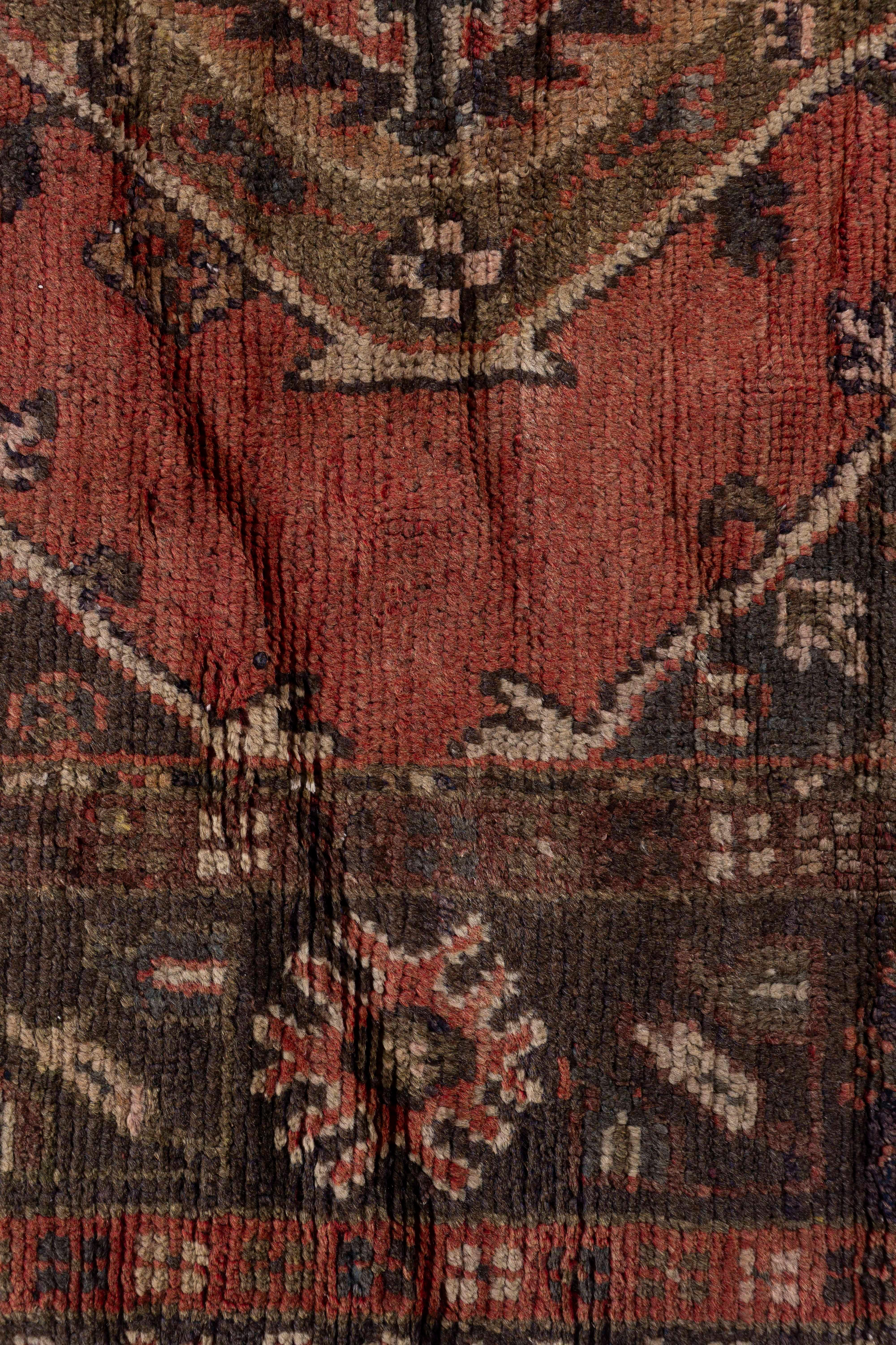 Vintage Circa 1940 Orange Oushak Kelleh Hand Knotted Wool Runner 5'6 X 12'2 For Sale 11