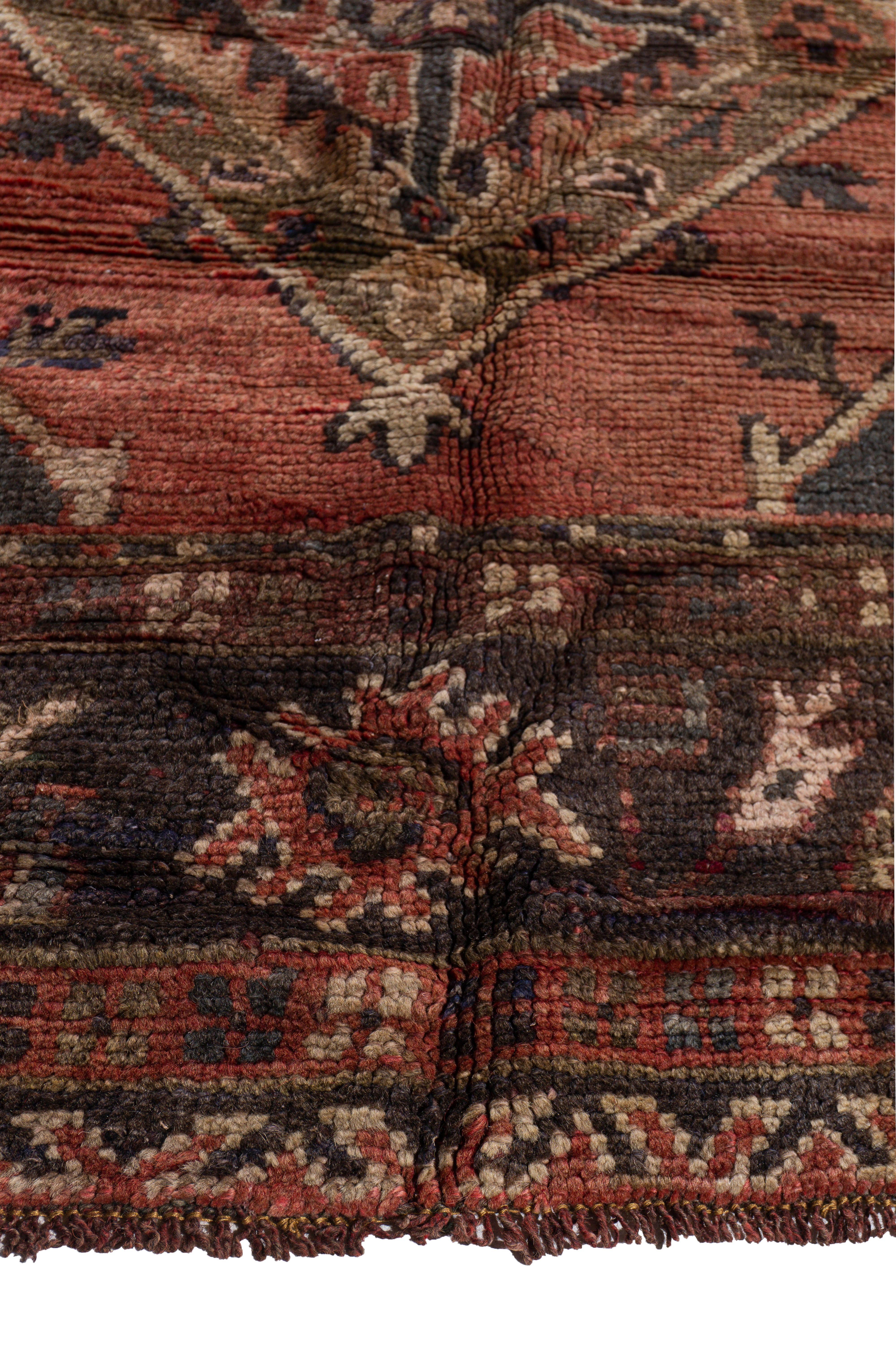 Hand-Knotted Vintage Circa 1940 Orange Oushak Kelleh Hand Knotted Wool Runner 5'6 X 12'2 For Sale