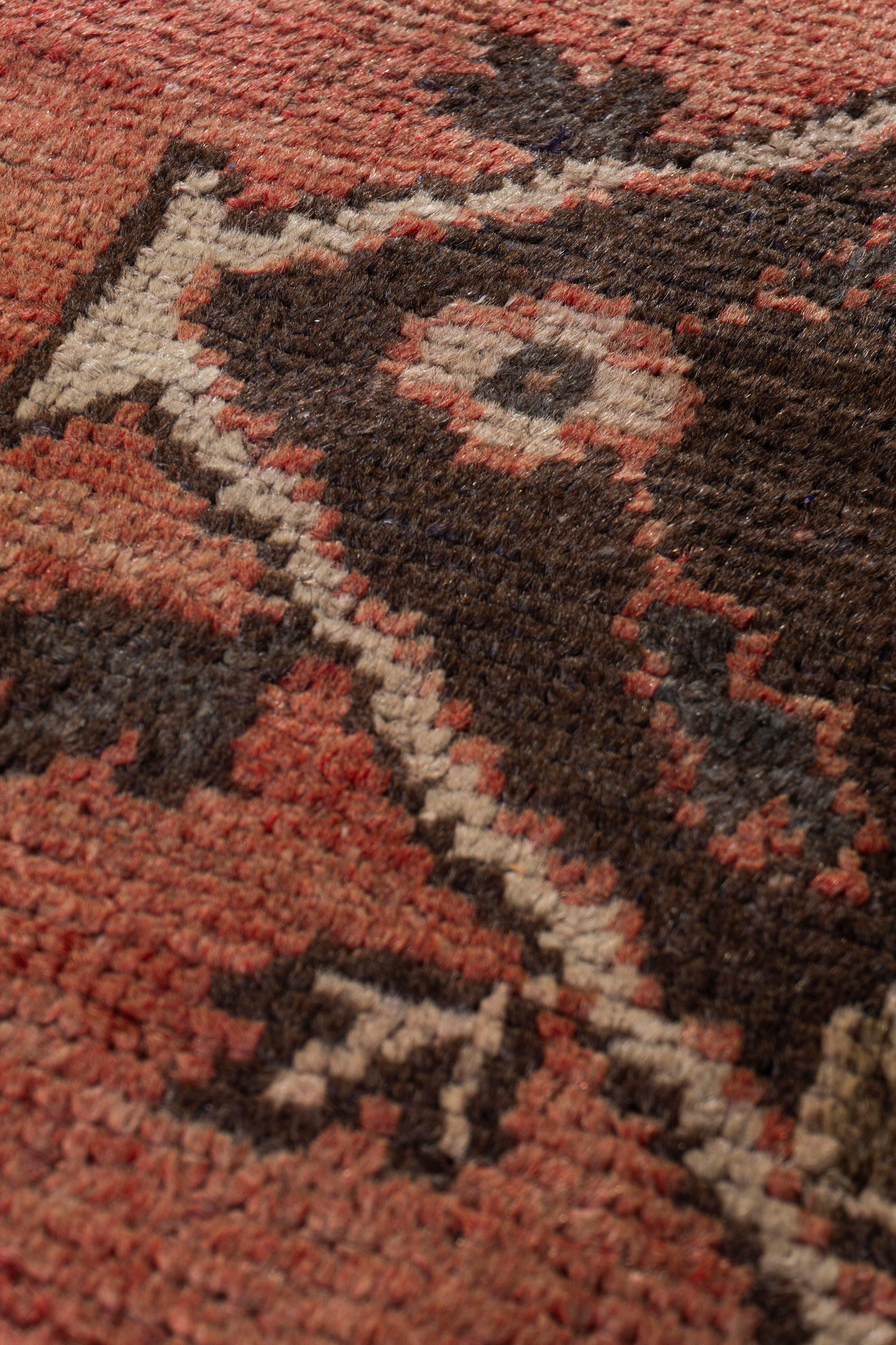 Vintage Circa 1940 Orange Oushak Kelleh Hand Knotted Wool Runner 5'6 X 12'2 For Sale 3