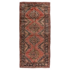 Vintage 1940 Oushak Kelleh arancione annodato a mano Runner in lana 5'6 X 12'2