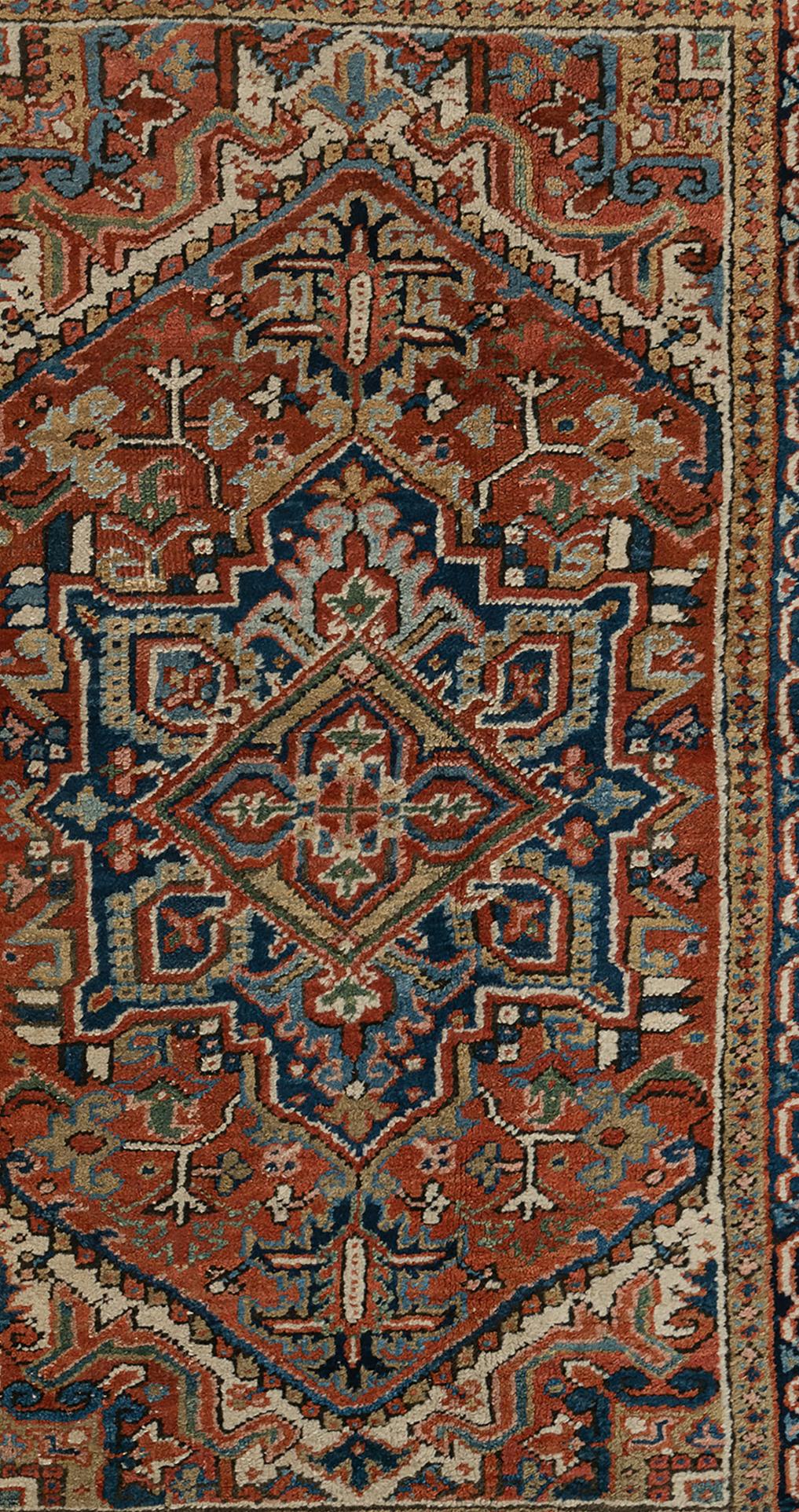 Lana Tappeto d'epoca del 1940 persiano Heriz Brick Green 3' x 4'4 in vendita