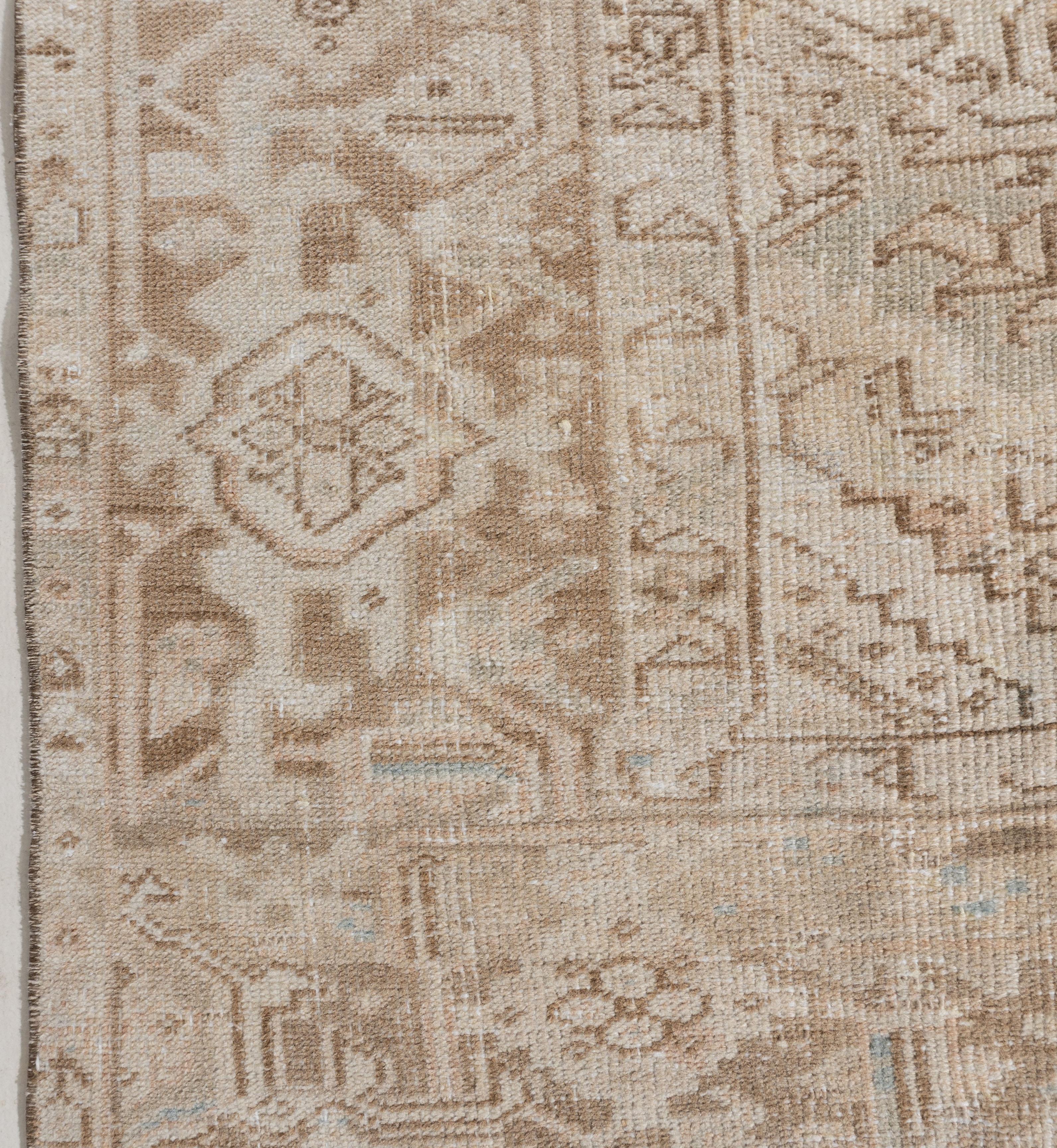 Vintage Circa 1940 Persian Heriz Hand Woven Wool Beige Rug, 8'8 x 11'7 For Sale 2