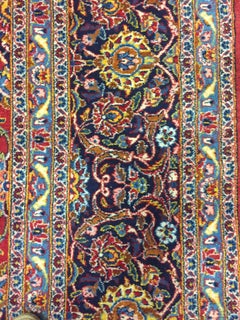 Vintage Circa 1940 Persian Kashan Red Blue Rug 10'4 x 14'5