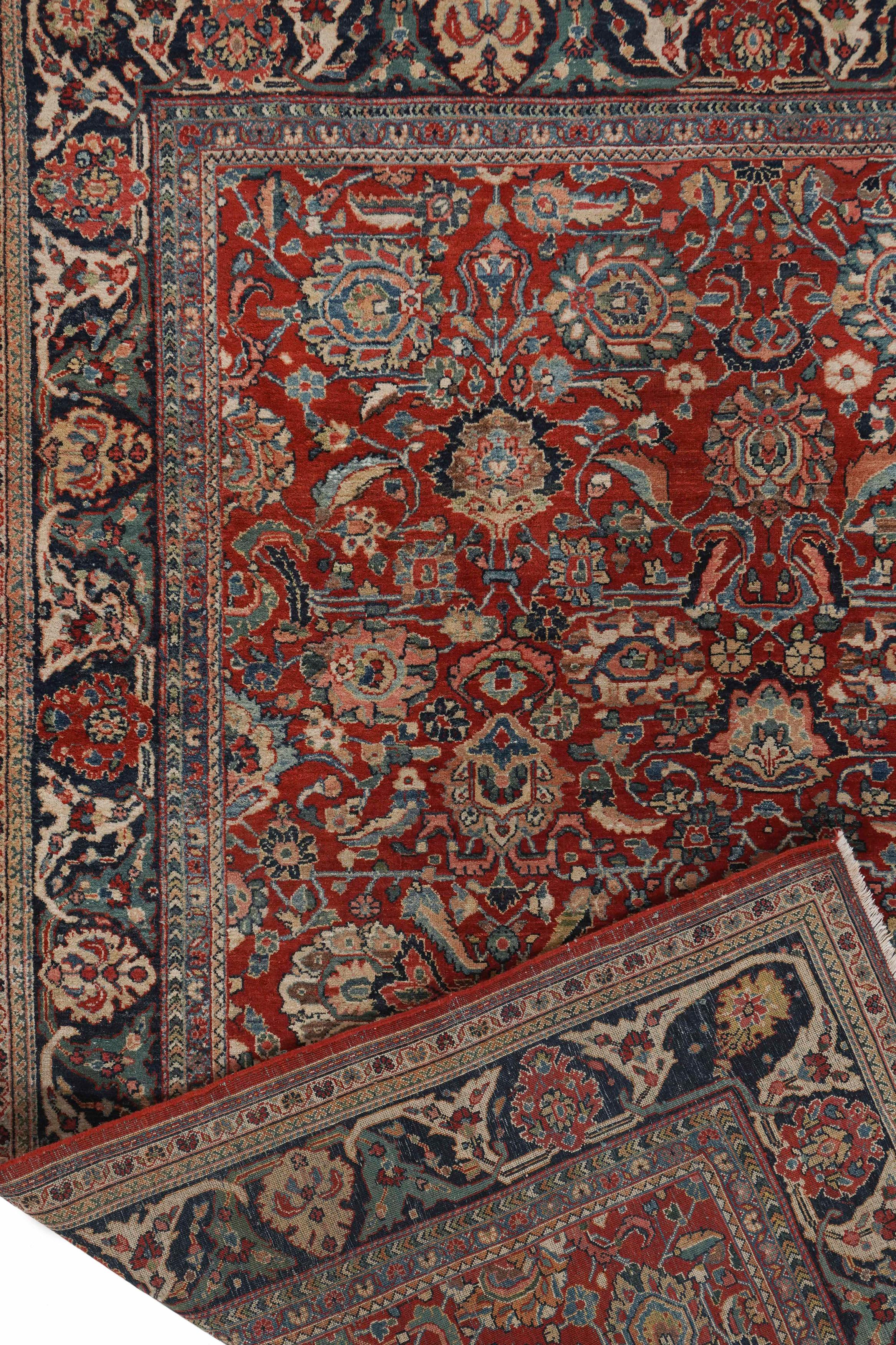 Perse Vintage Circa 1940 Rouge Persan Sarouk Tapis noué à la main, 6'9 X 9'9 en vente