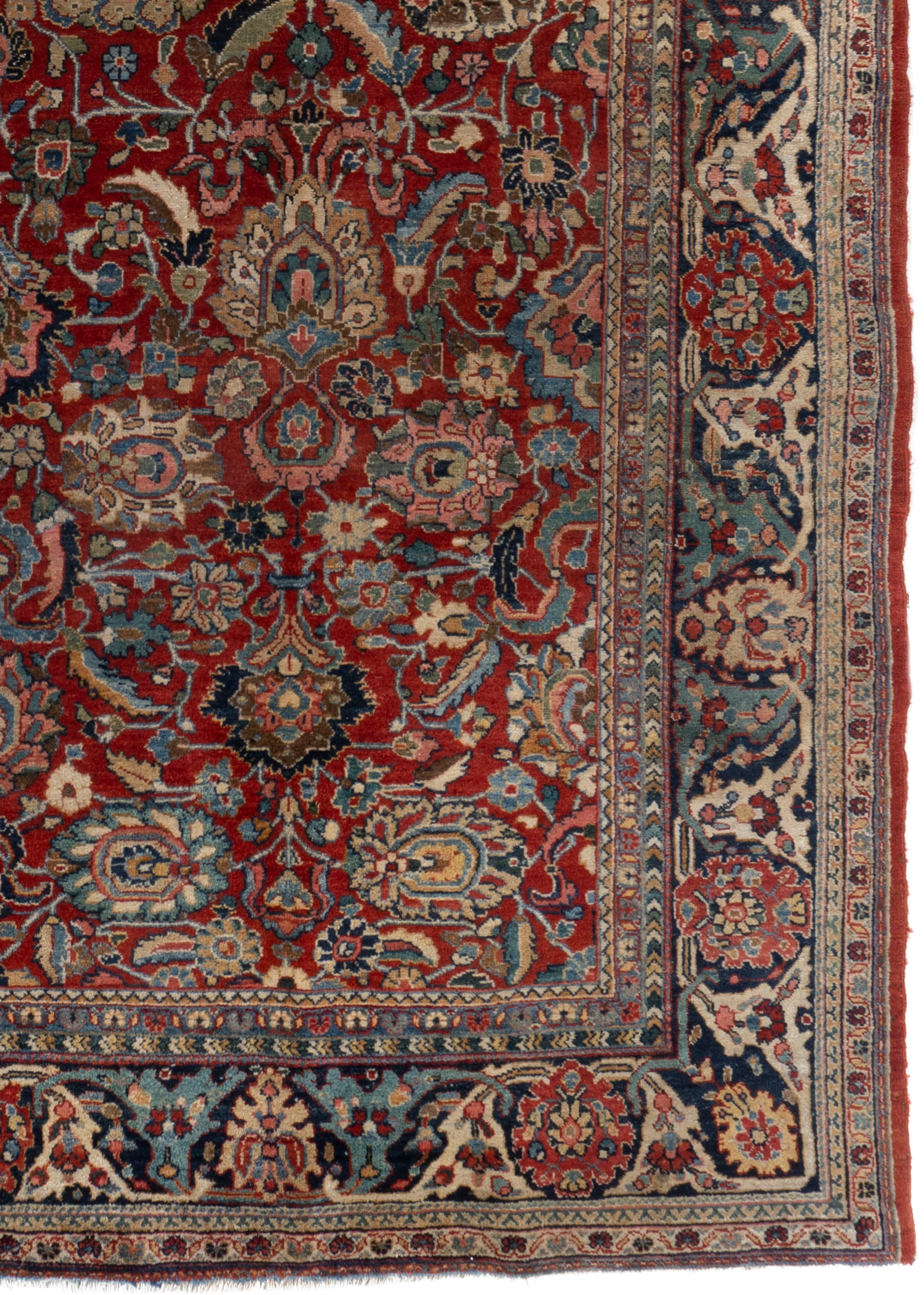Noué à la main Vintage Circa 1940 Rouge Persan Sarouk Tapis noué à la main, 6'9 X 9'9 en vente