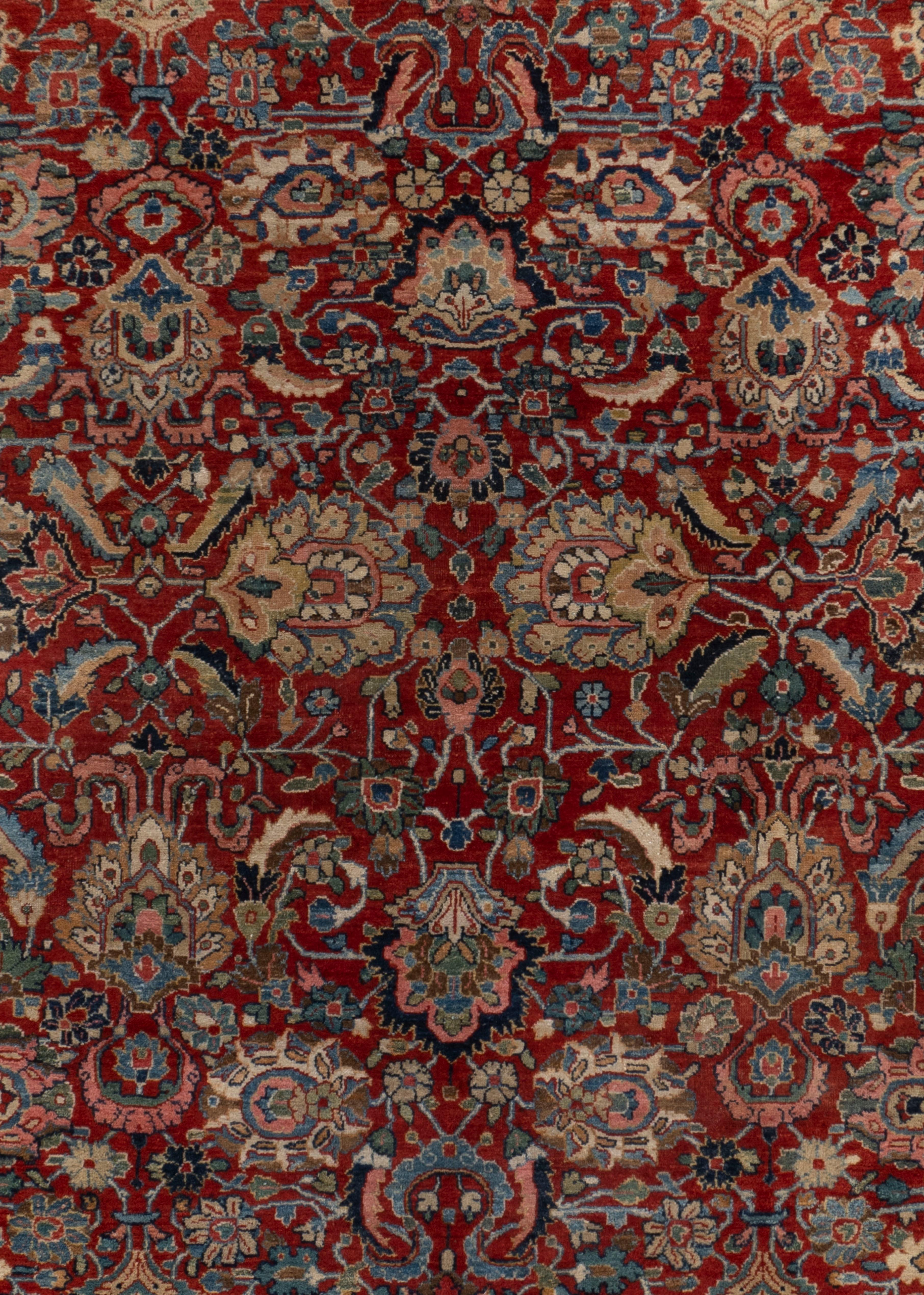 20ième siècle Vintage Circa 1940 Rouge Persan Sarouk Tapis noué à la main, 6'9 X 9'9 en vente