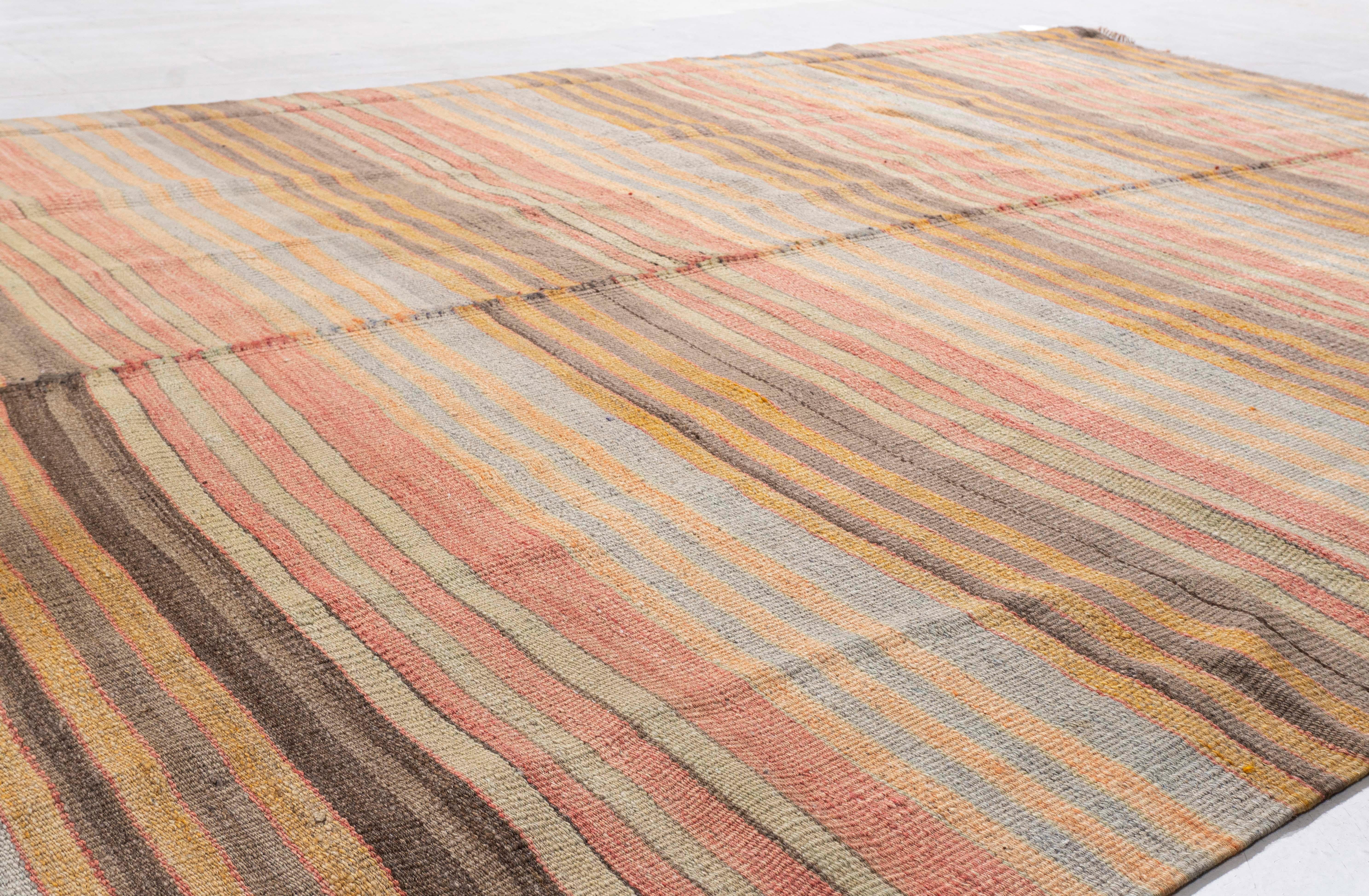 Hand-Woven Vintage Circa 1940 Red Turkish Flatweave Kilim For Sale