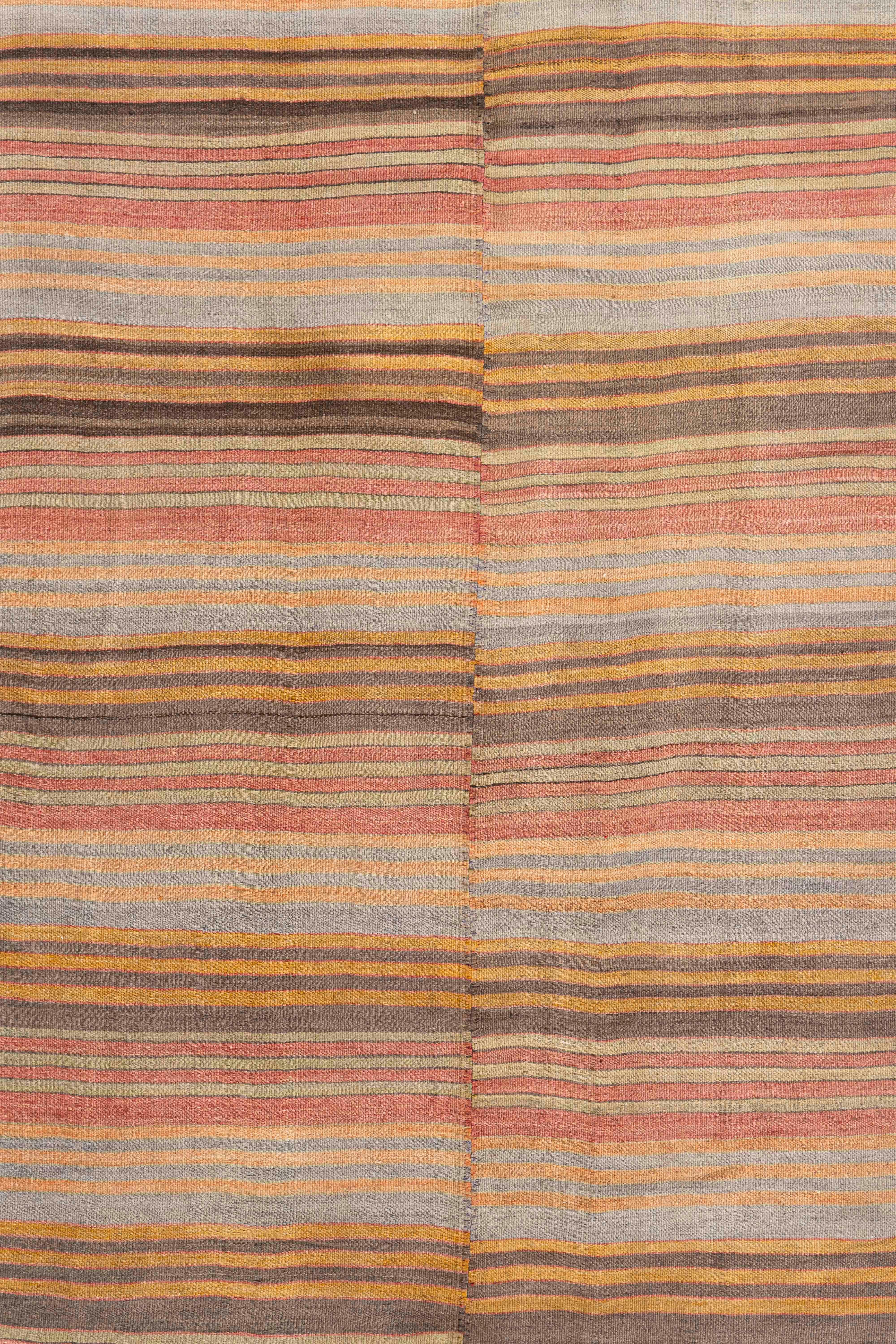 Wool Vintage Circa 1940 Red Turkish Flatweave Kilim For Sale