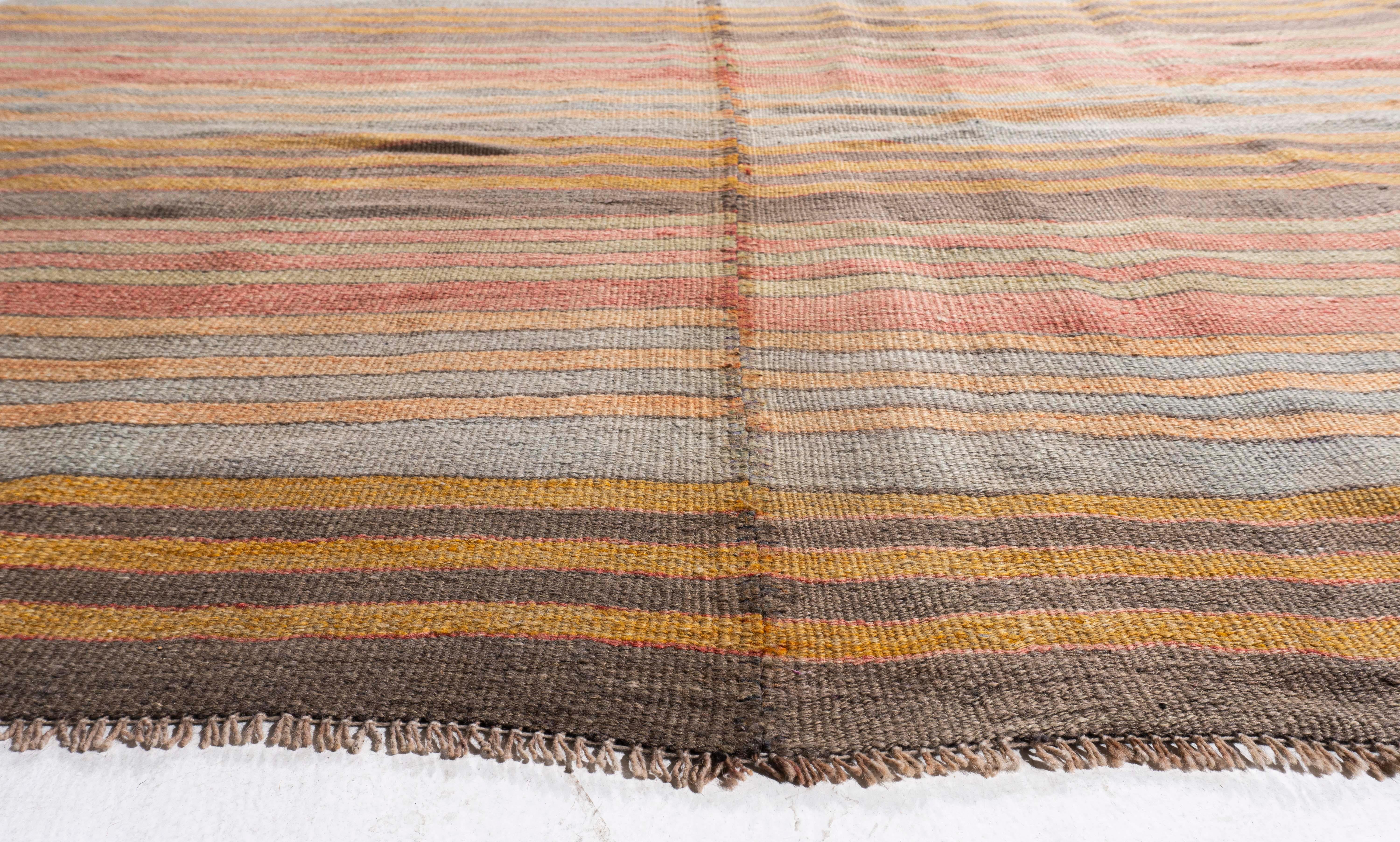 Vintage Circa 1940 Red Turkish Flatweave Kilim For Sale 3