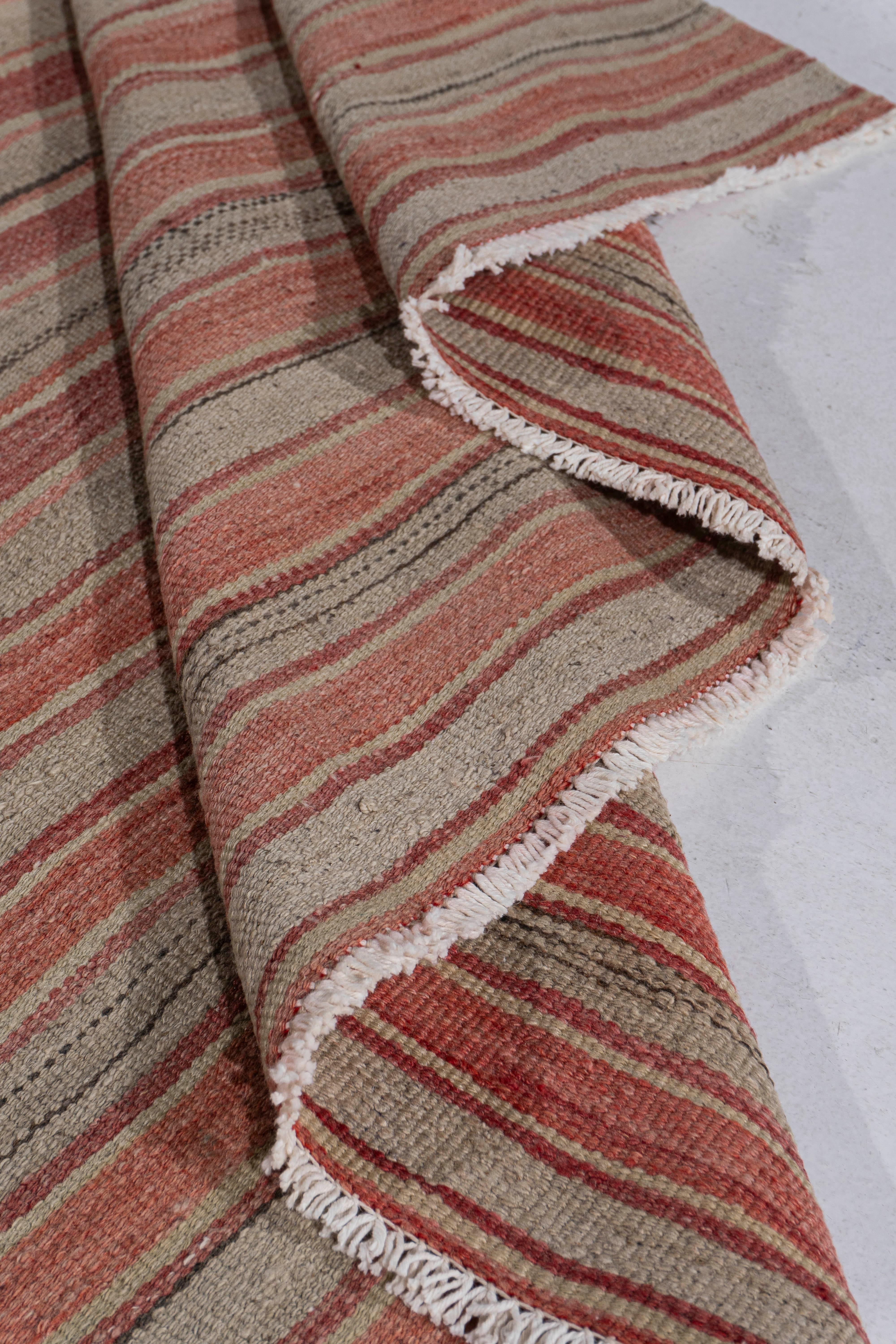 Vintage Circa 1940 Red Turkish Flatweave Kilim Rug For Sale 2