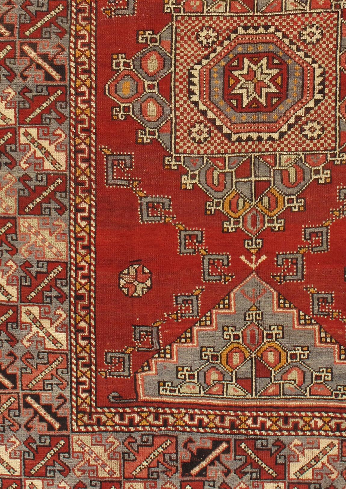 Vintage CIRCA 1940 Rot Türkisch Oushak Teppich, 5'5 x 8'2 (Wolle) im Angebot