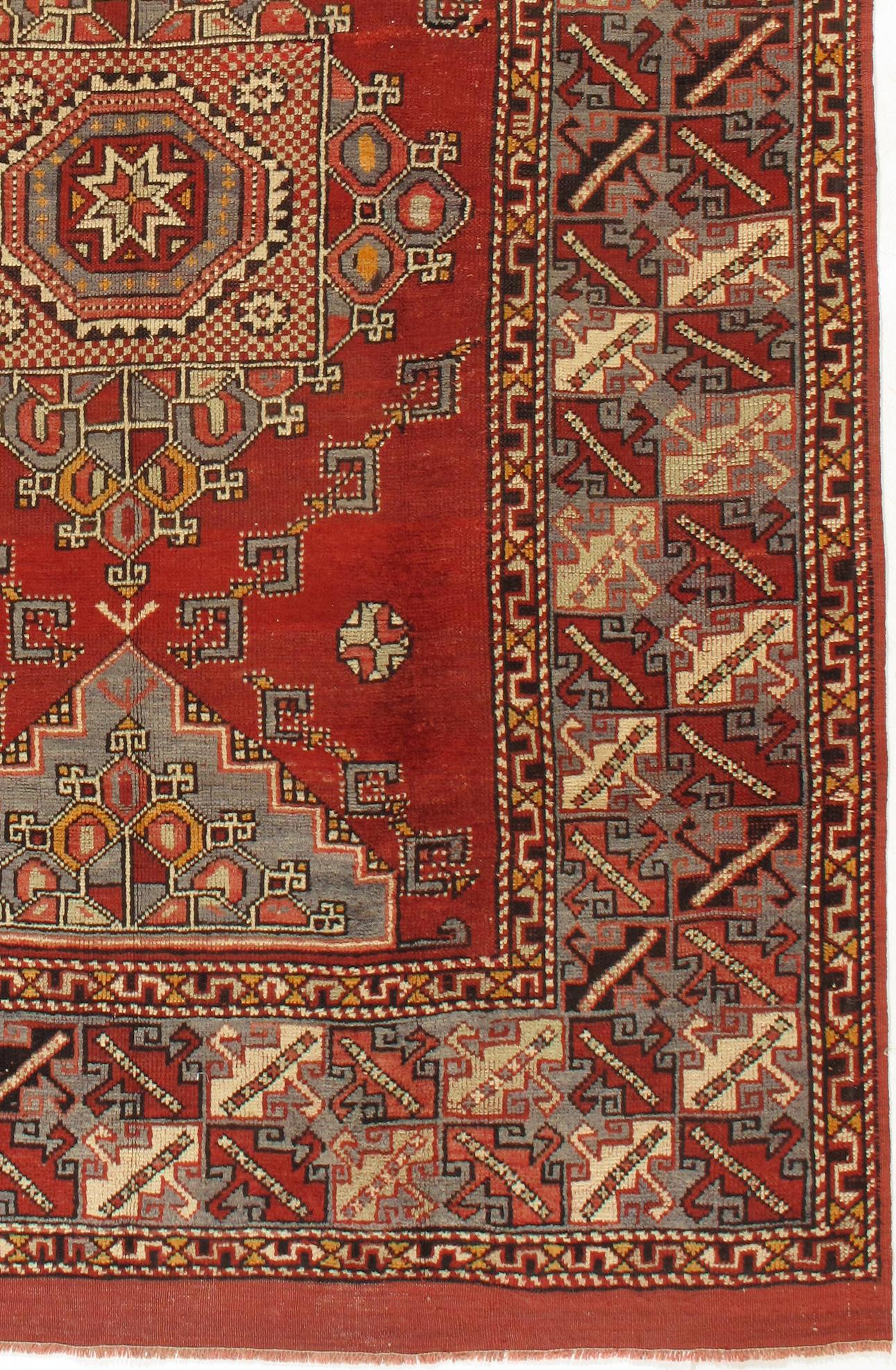 Vintage CIRCA 1940 Rot Türkisch Oushak Teppich, 5'5 x 8'2 im Angebot 1