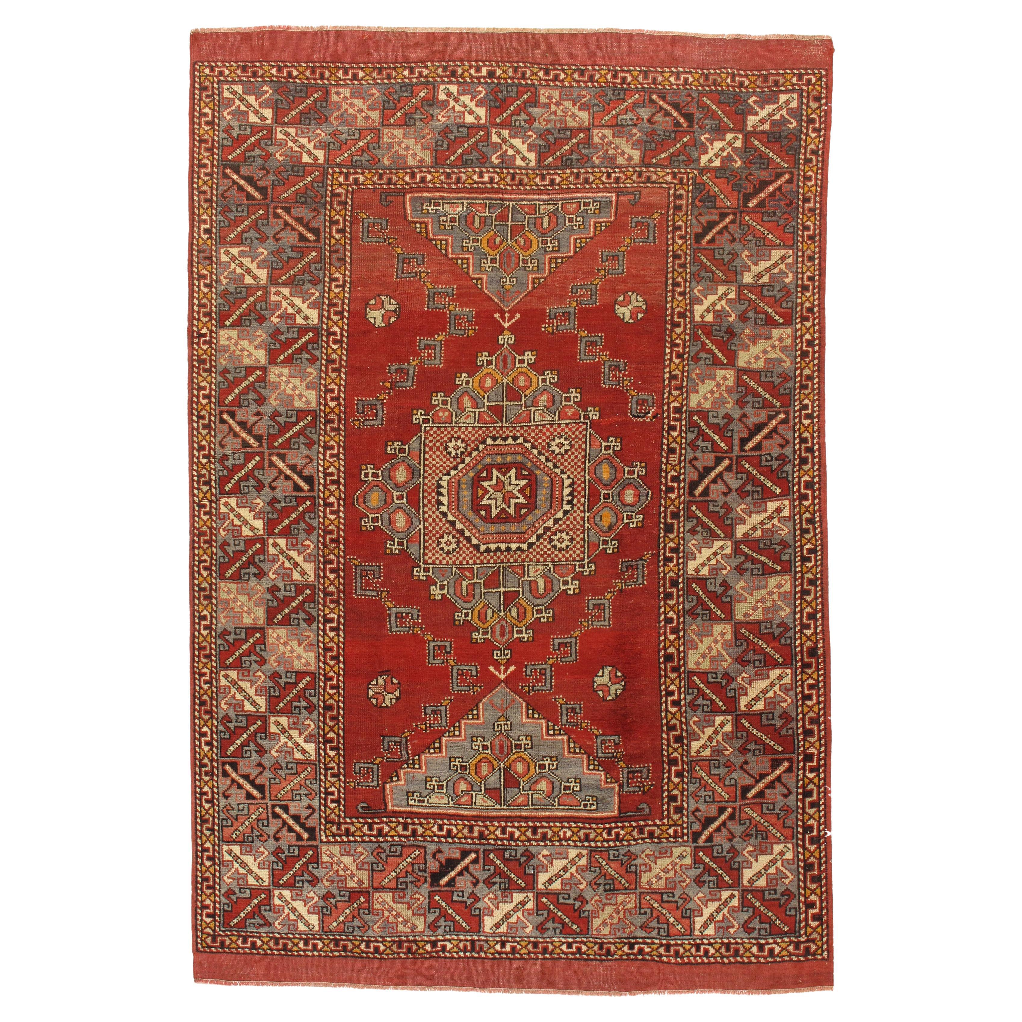 Vintage CIRCA 1940 Rot Türkisch Oushak Teppich, 5'5 x 8'2