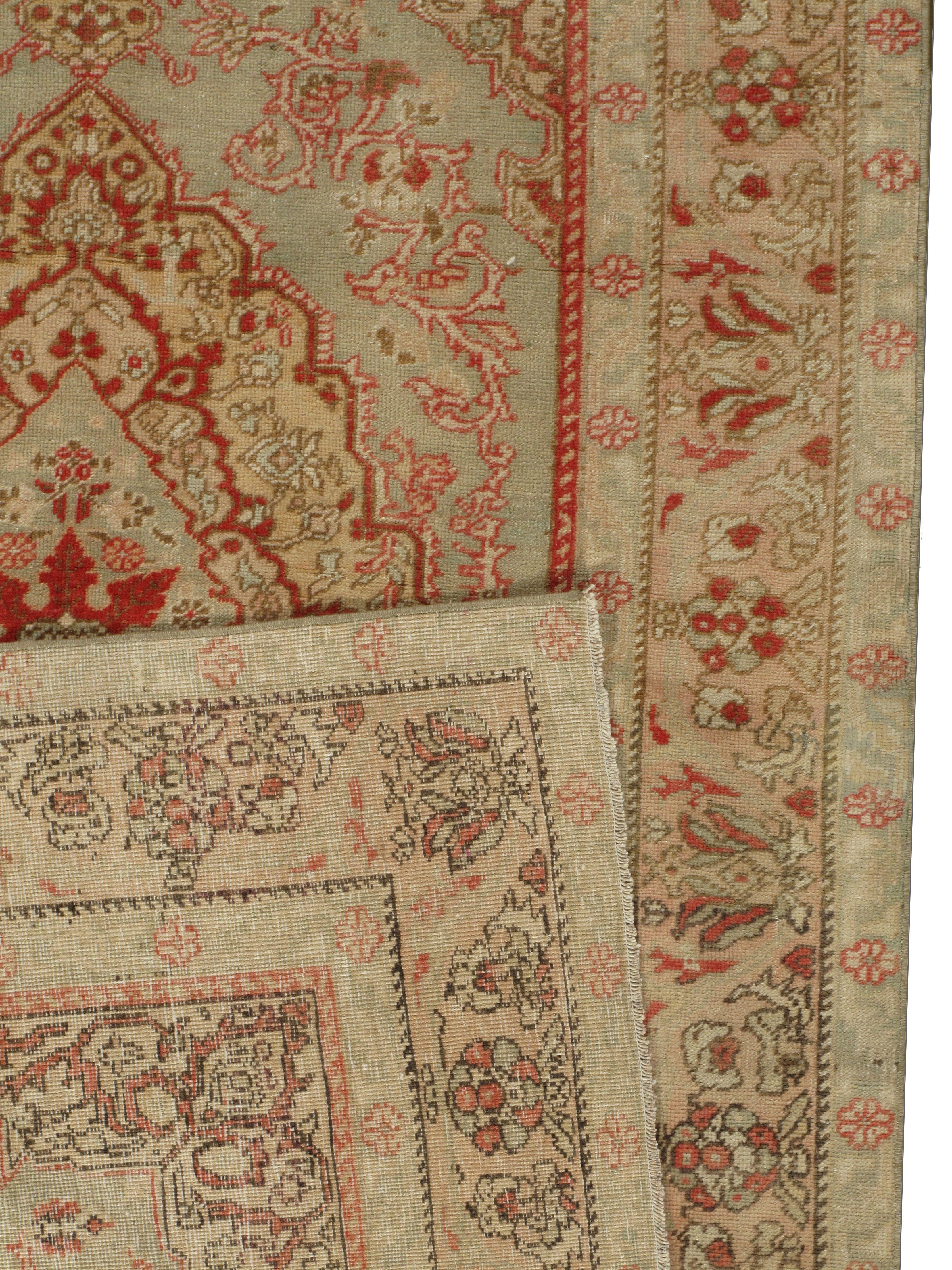 Vintage Circa 1940 Sage Oushak Rug, 4'2 x 6'11 For Sale 1