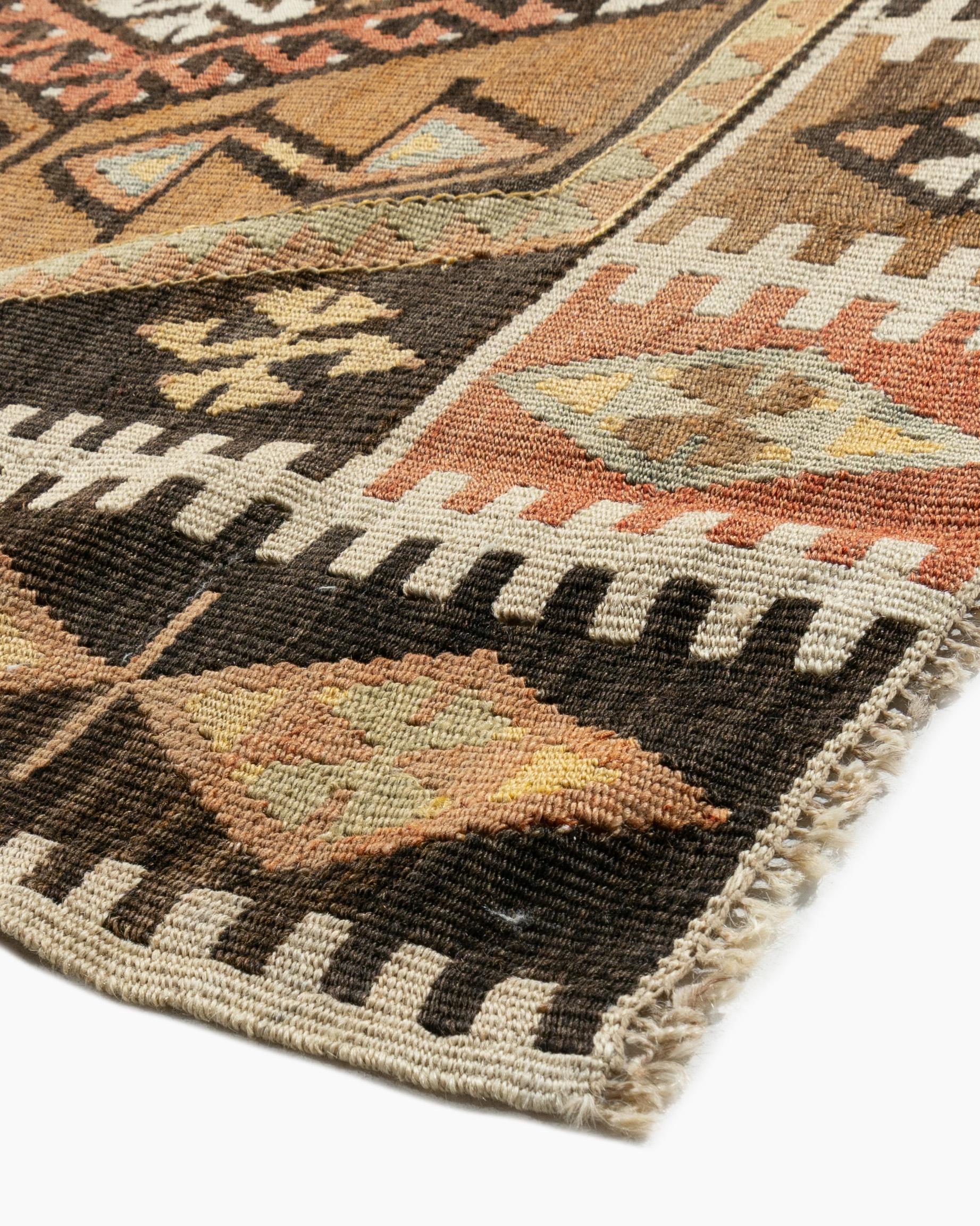 Vintage Circa 1940 Soft Terracotta Turkish Kars Kilim Rug Runner 4'1 X 11'8 For Sale 2