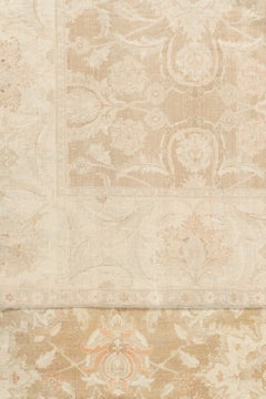 Vintage Circa 1940 Tan Agra Design Wool Hand Knotted Rug