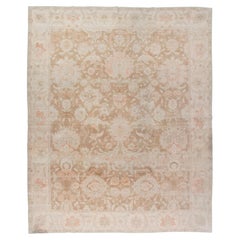 Vintage Circa 1940 Tan Agra Design Wool Hand Knotted Rug