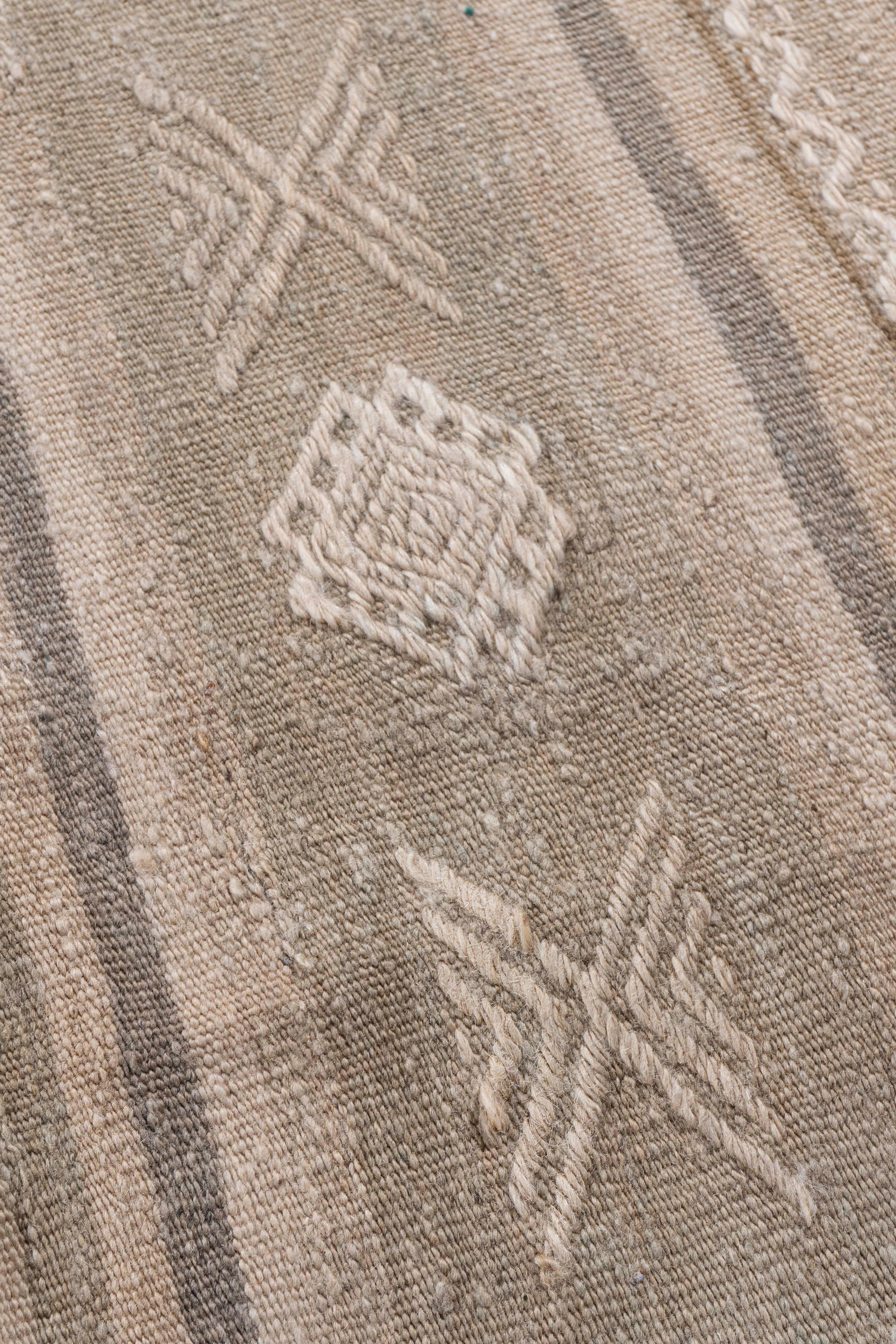 Vintage Circa 1940 Tan Turkish Kilim Flatweave Rug For Sale 5