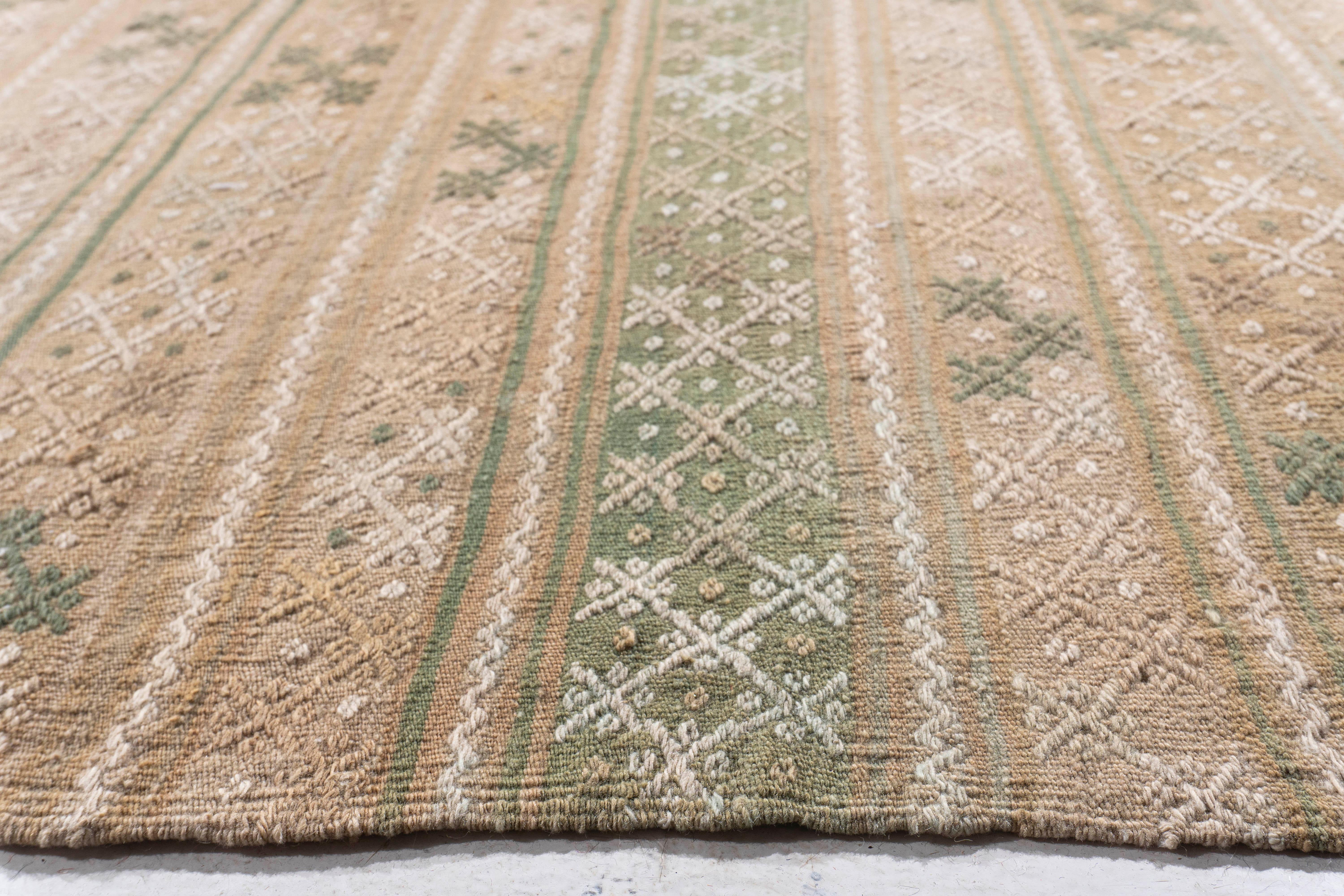 Vintage Circa 1940 Tan Turkish Kilim Flatweave Rug For Sale 7