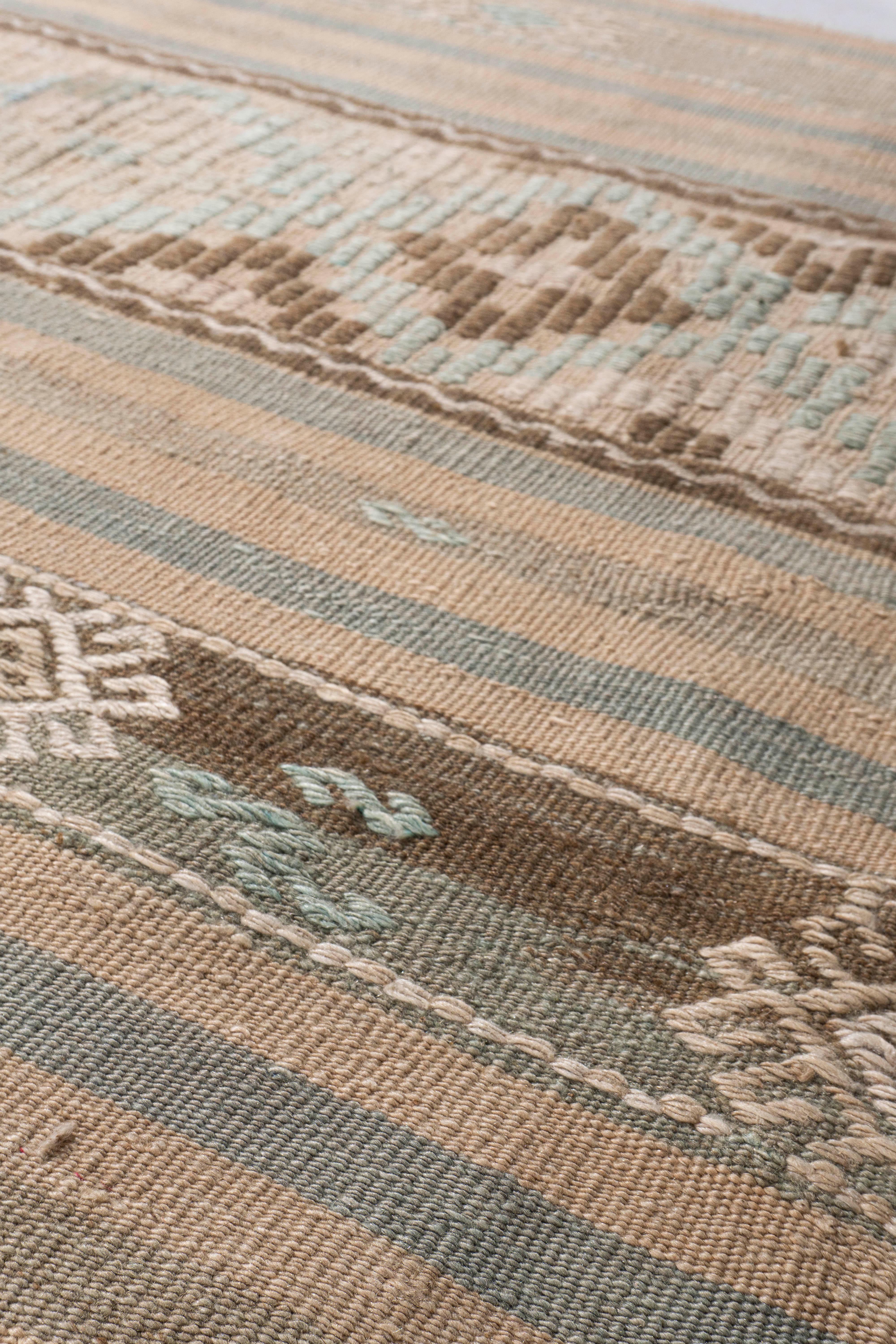 Vintage CIRCA 1940 Tan Türkischer Kilim Flachgewebe-Teppich im Angebot 7