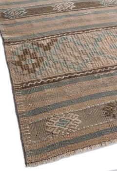 Vintage Circa 1940 Tan Turkish Kilim Flatweave Rug