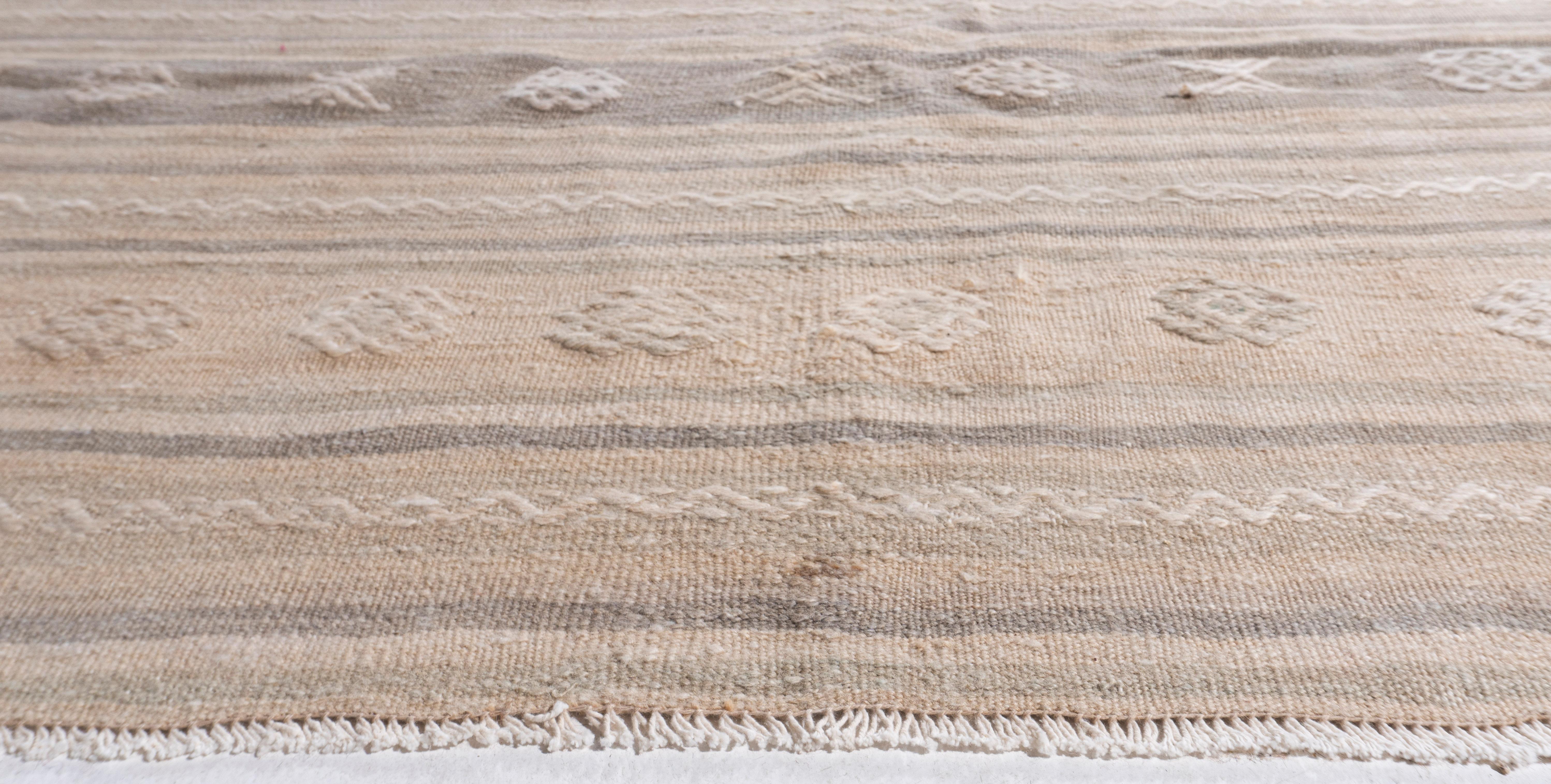 Hand-Woven Vintage Circa 1940 Tan Turkish Kilim Flatweave Rug For Sale