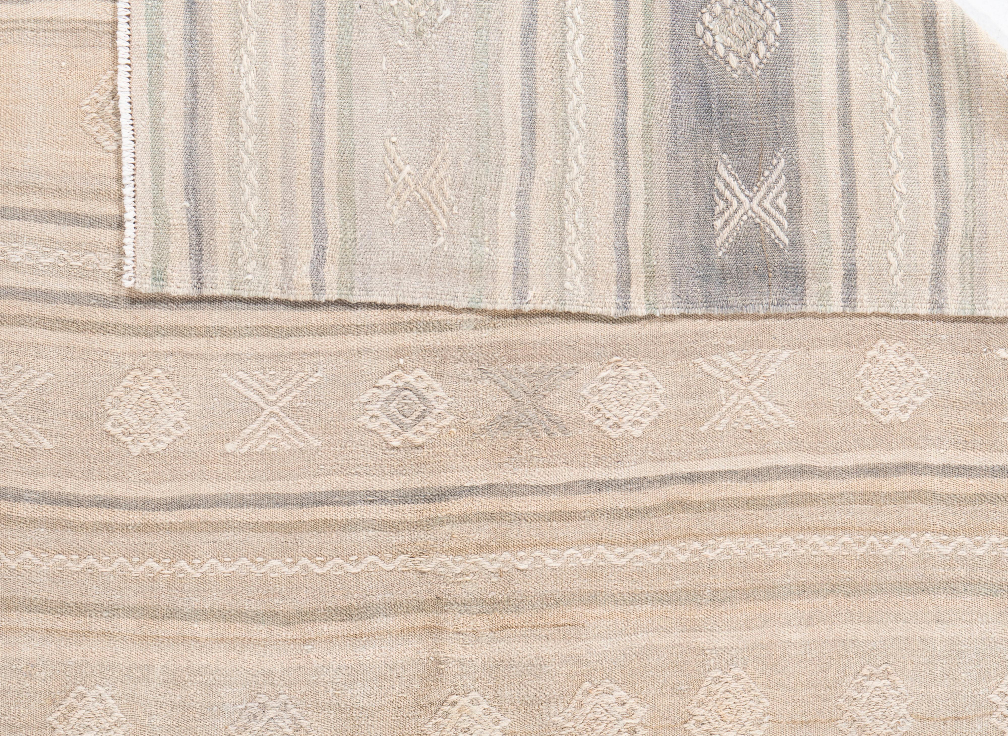 20th Century Vintage Circa 1940 Tan Turkish Kilim Flatweave Rug For Sale