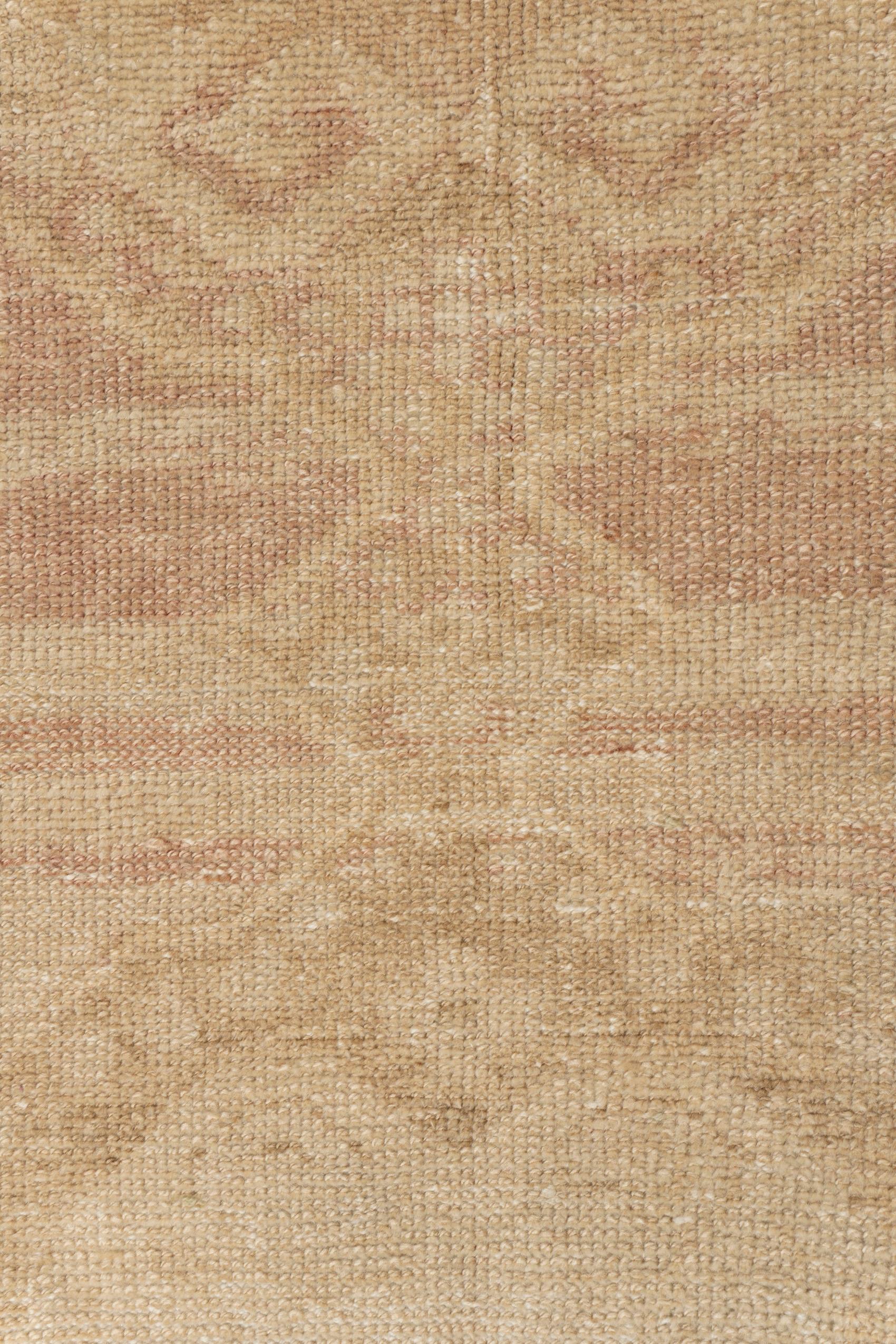 Vintage Circa 1940 Tan Turkish Oushak Hand Knotted Wool Runner For Sale 5