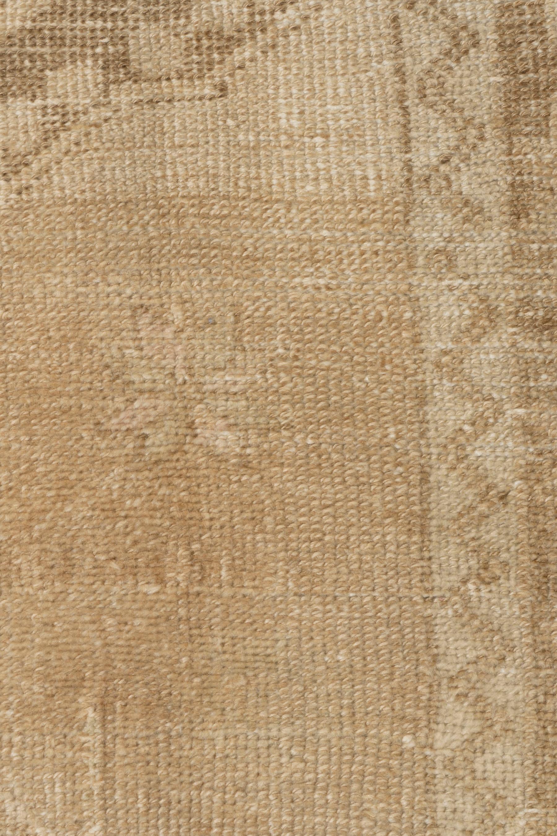 Vintage Circa 1940 Tan Turkish Oushak Hand Knotted Wool Runner For Sale 6