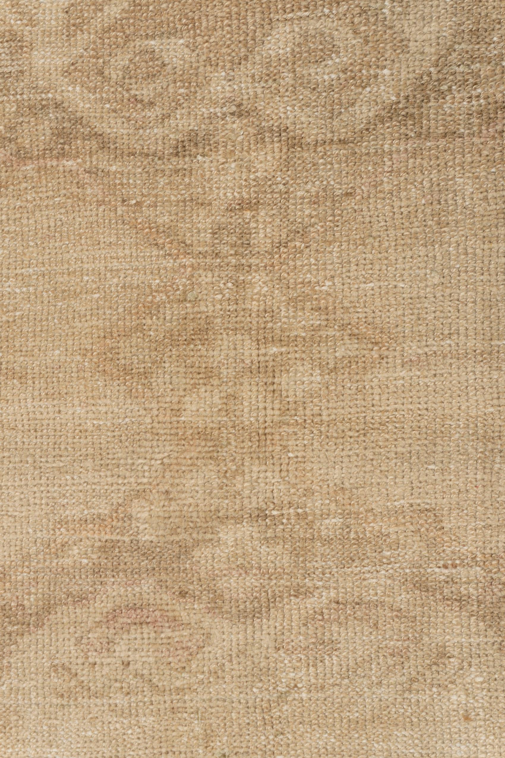 Vintage Circa 1940 Tan Turkish Oushak Hand Knotted Wool Runner For Sale 10