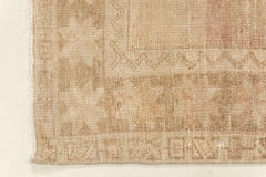 Vintage Circa 1940 Tan Turkish Oushak Hand Knotted Wool Runner