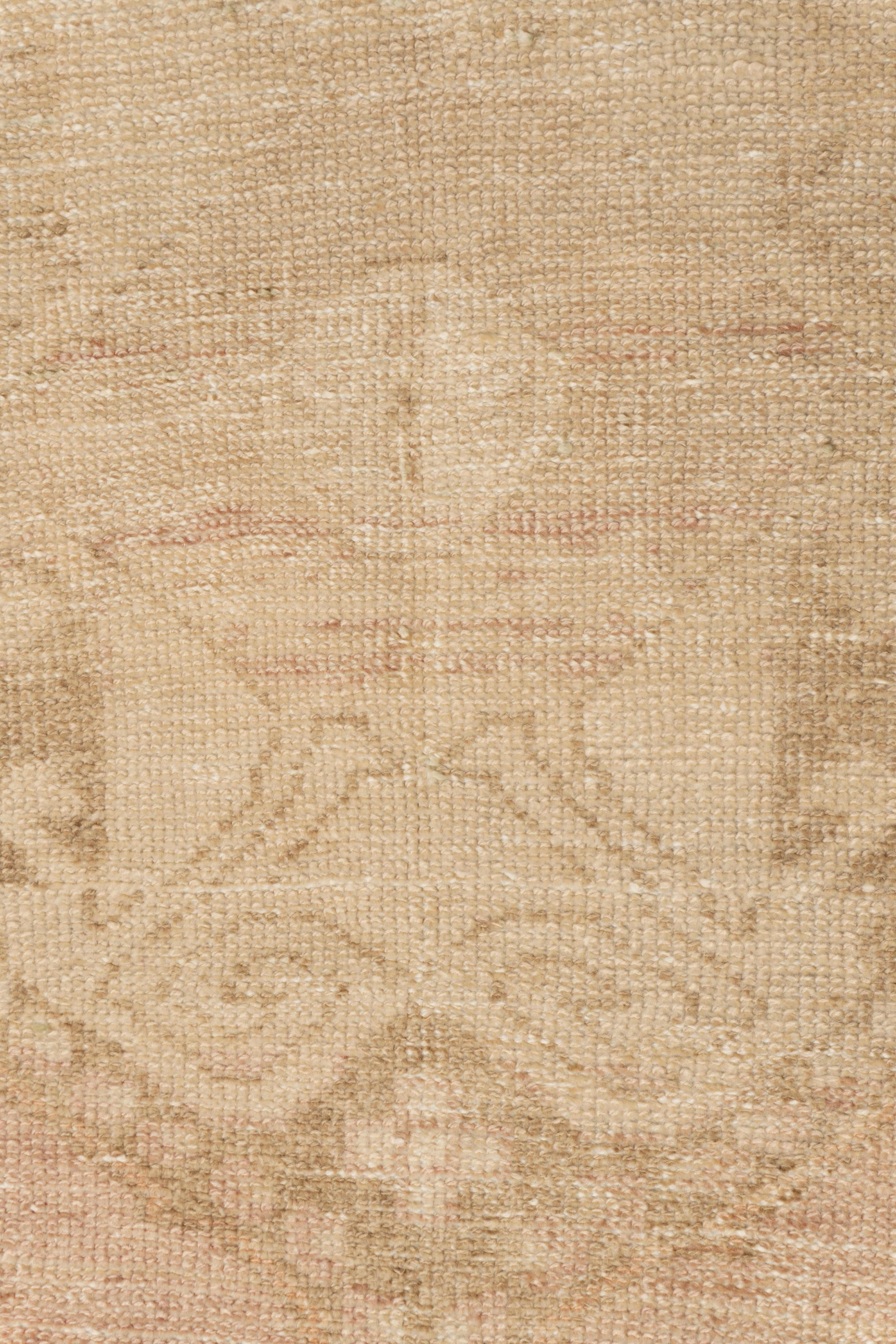 Hand-Knotted Vintage Circa 1940 Tan Turkish Oushak Hand Knotted Wool Runner For Sale