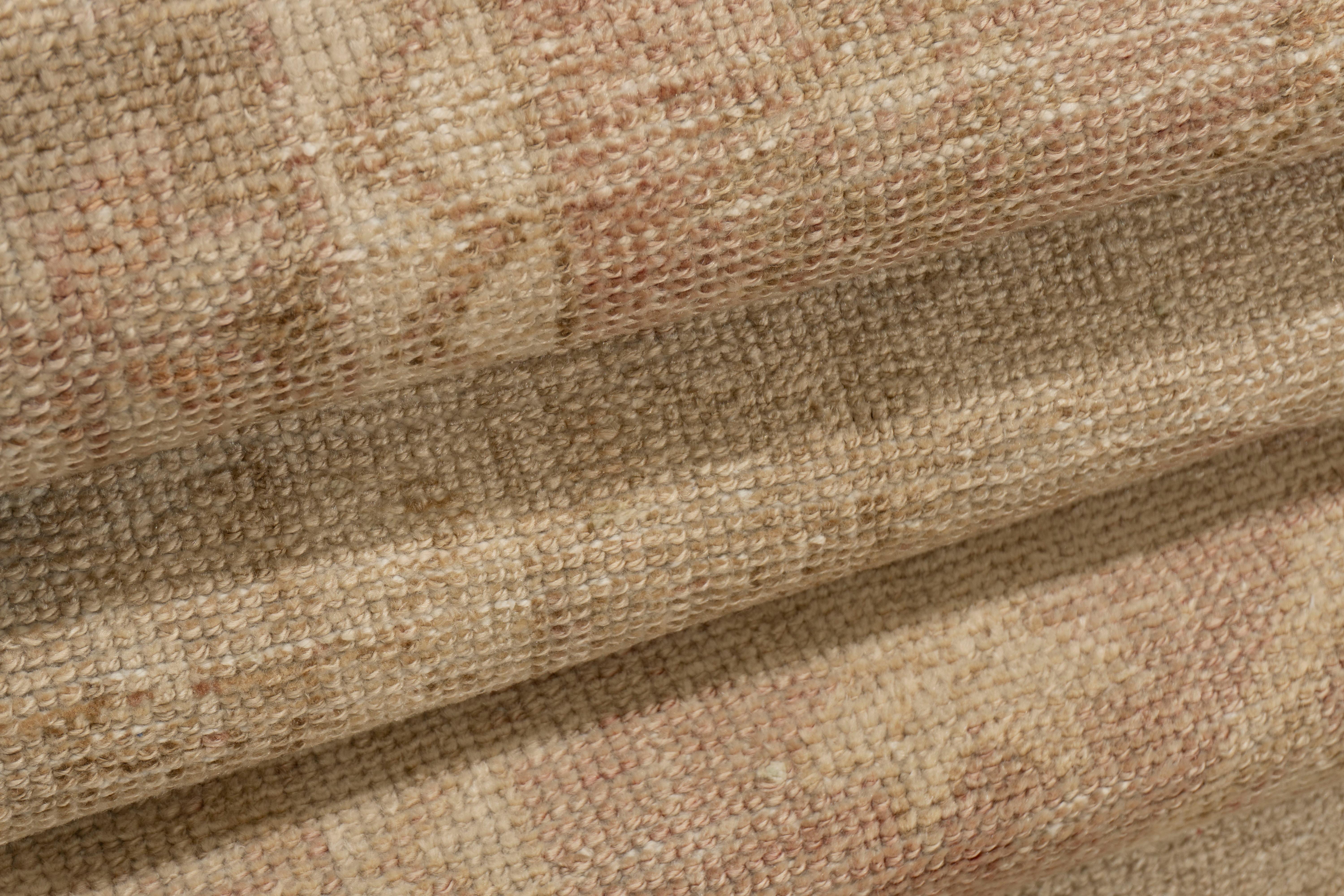 20th Century Vintage Circa 1940 Tan Turkish Oushak Hand Knotted Wool Runner For Sale