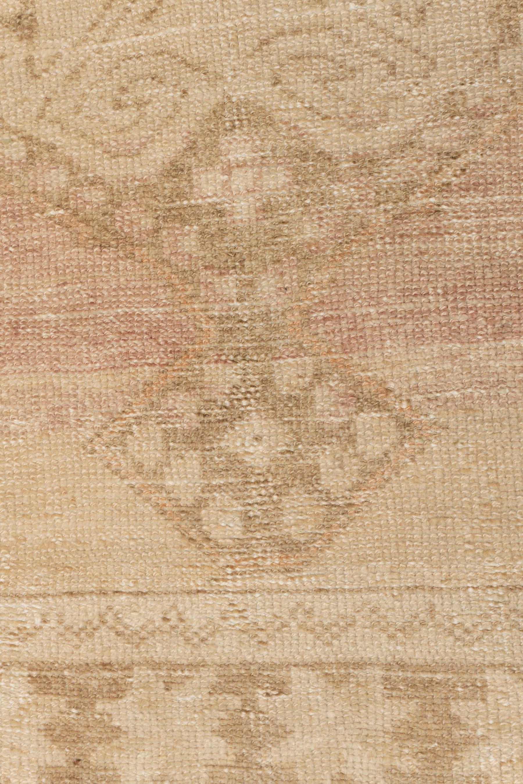 Vintage Circa 1940 Tan Turkish Oushak Hand Knotted Wool Runner For Sale 3