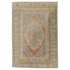 Vintage Circa 1940 Tan Turkish Oushak Rug, Hand-Knotted Wool, 3'10 x 5'6