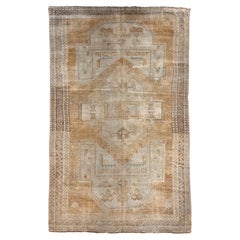 Vintage Circa 1940 Alfombra Turca Oushak Anudada a Mano Topo, 6'7 X 10'7